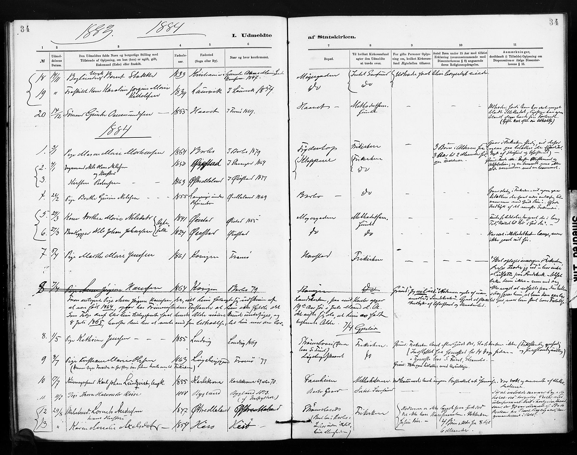 Barbu sokneprestkontor, AV/SAK-1111-0003/F/Fa/L0004: Ministerialbok nr. A 4, 1883-1909, s. 34