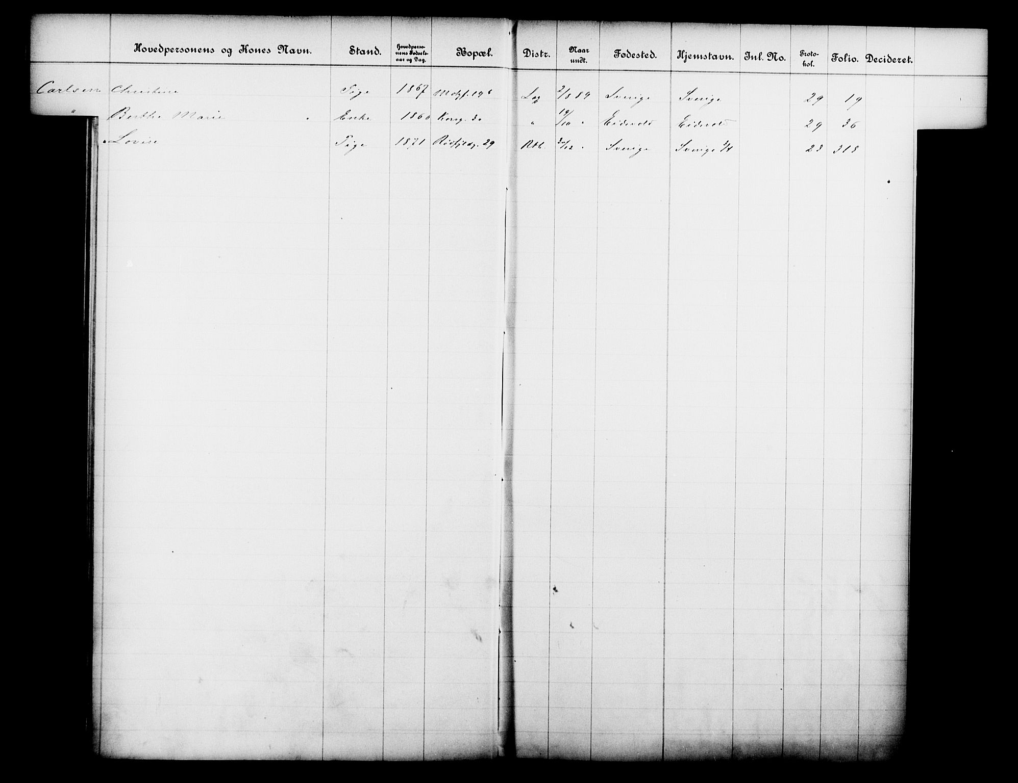 Fattigvesenet, OBA/A-20045/Fb/L0009: Hjemstavnsregister, 1889, s. 25