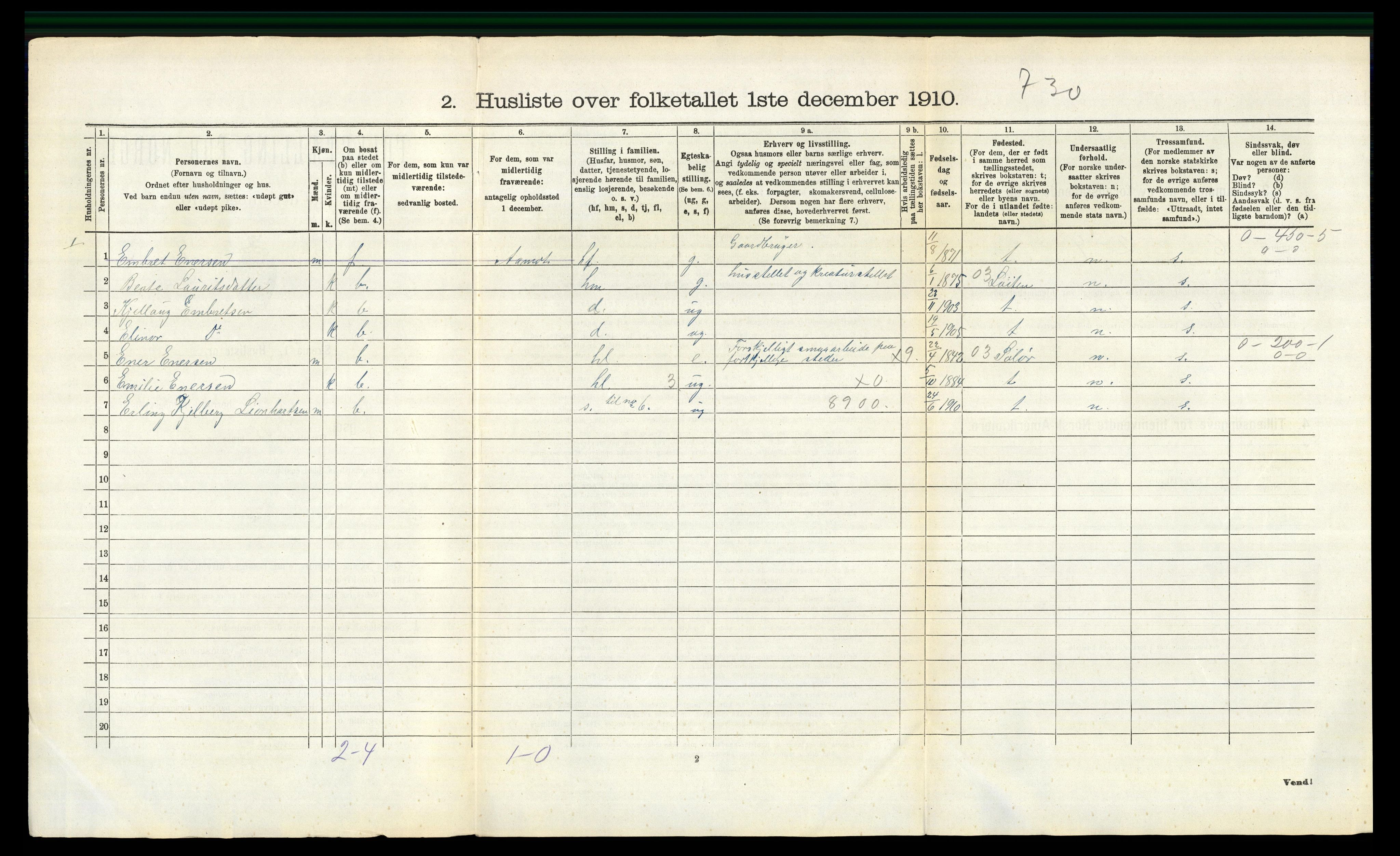 RA, Folketelling 1910 for 0416 Romedal herred, 1910, s. 954