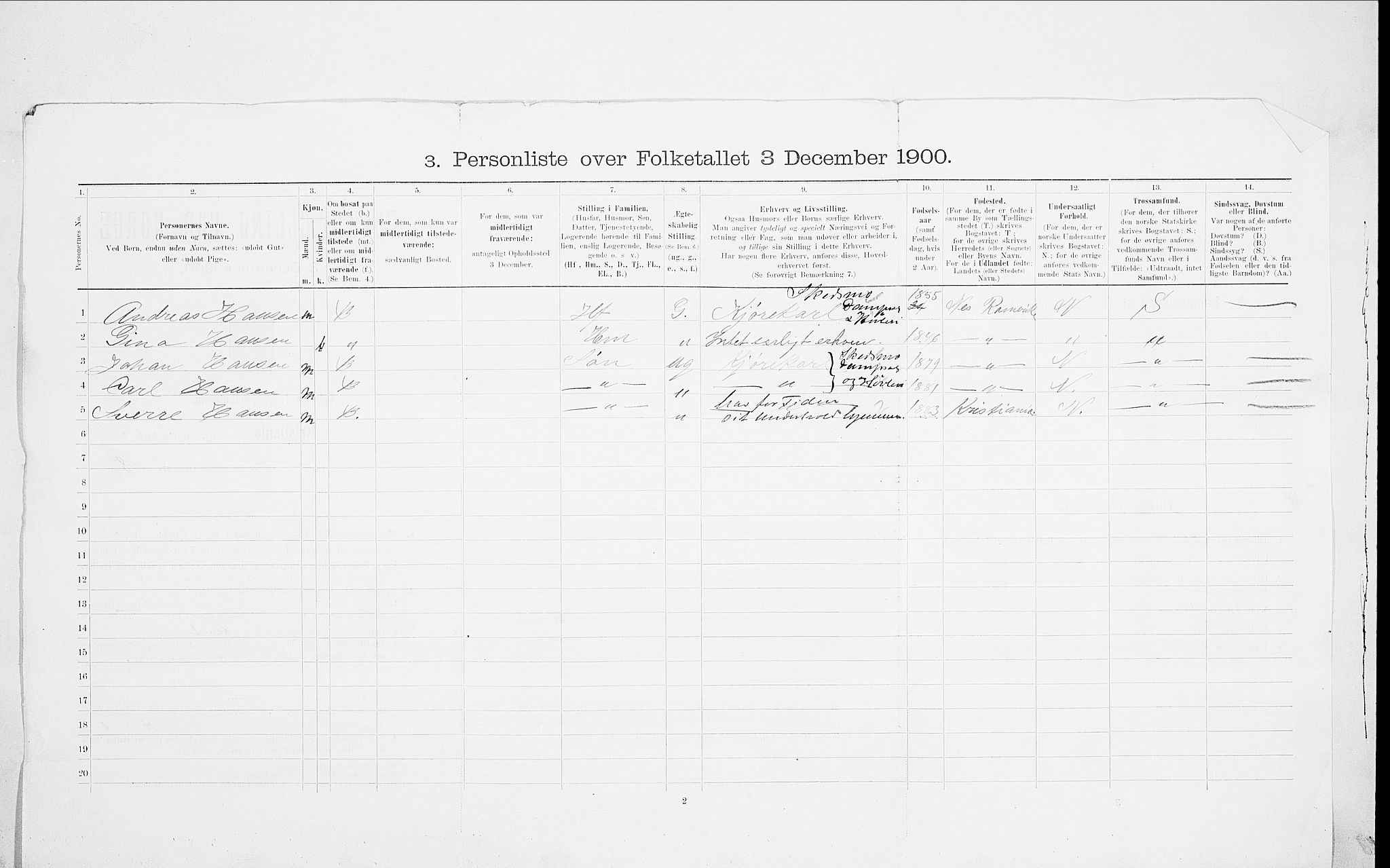 SAO, Folketelling 1900 for 0301 Kristiania kjøpstad, 1900, s. 102606