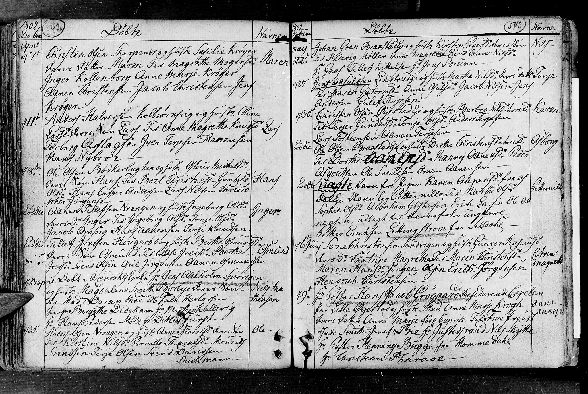 Øyestad sokneprestkontor, AV/SAK-1111-0049/F/Fa/L0008: Ministerialbok nr. A 8, 1777-1804, s. 542-543