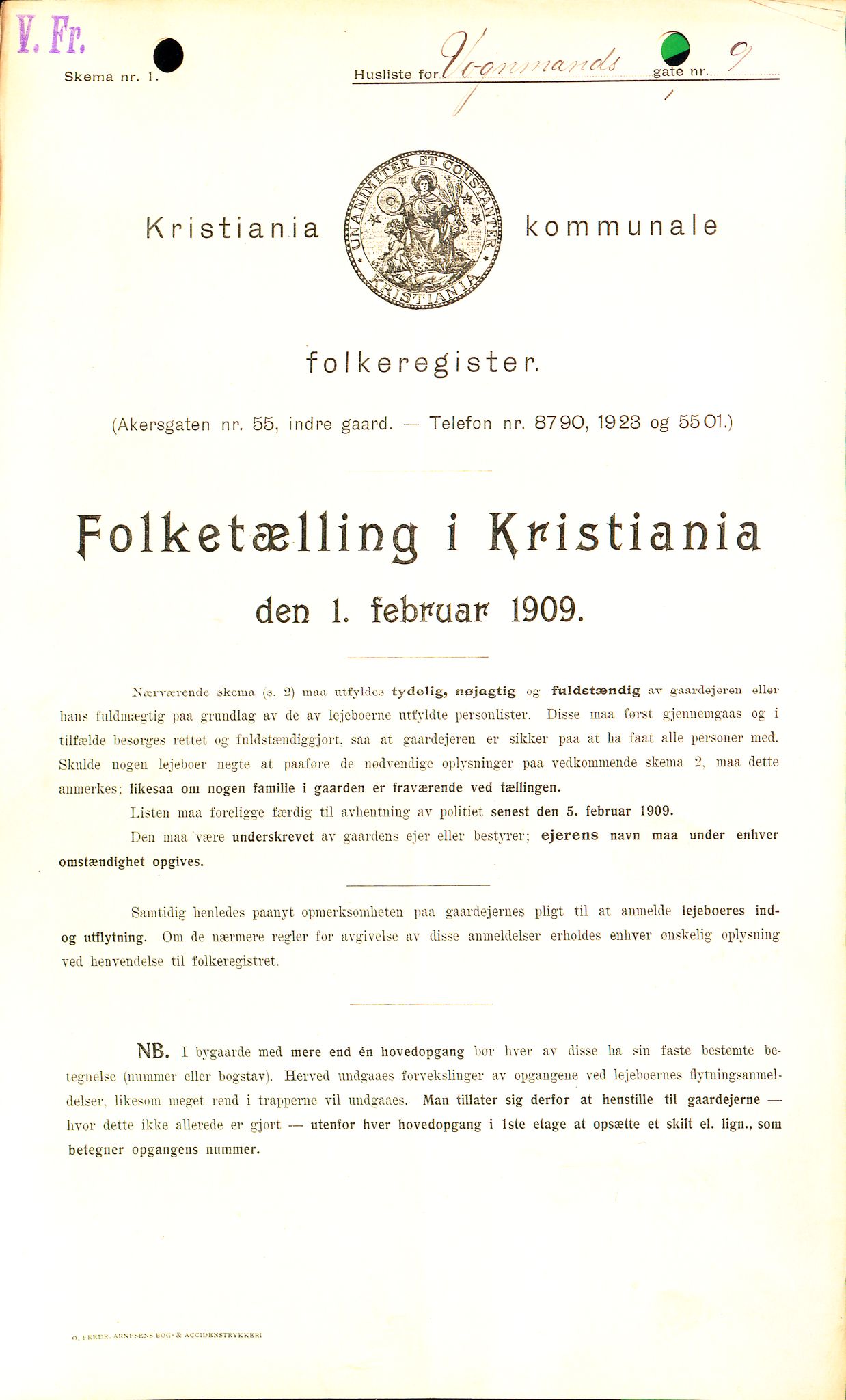 OBA, Kommunal folketelling 1.2.1909 for Kristiania kjøpstad, 1909, s. 112621