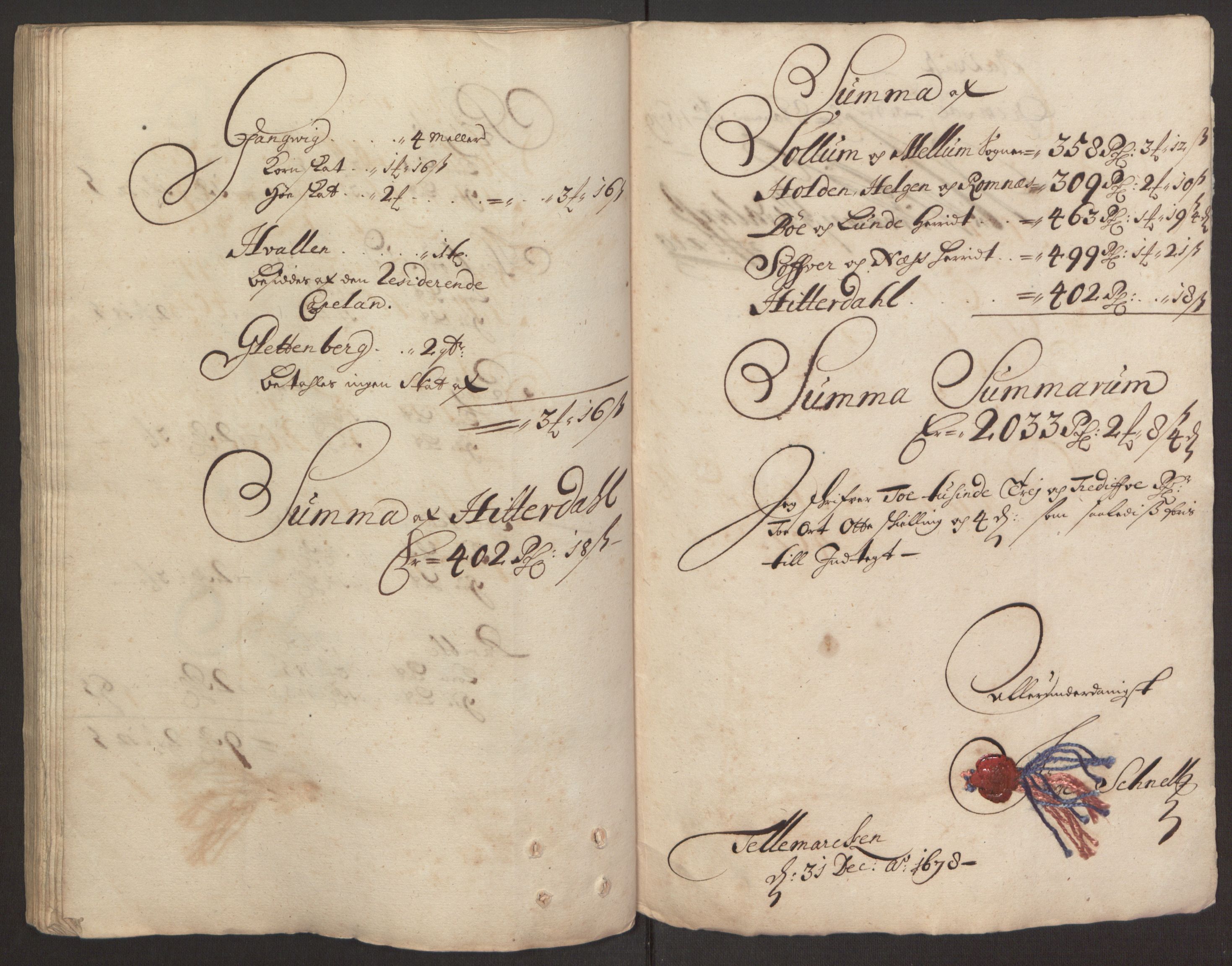 Rentekammeret inntil 1814, Reviderte regnskaper, Fogderegnskap, RA/EA-4092/R35/L2069: Fogderegnskap Øvre og Nedre Telemark, 1678, s. 227