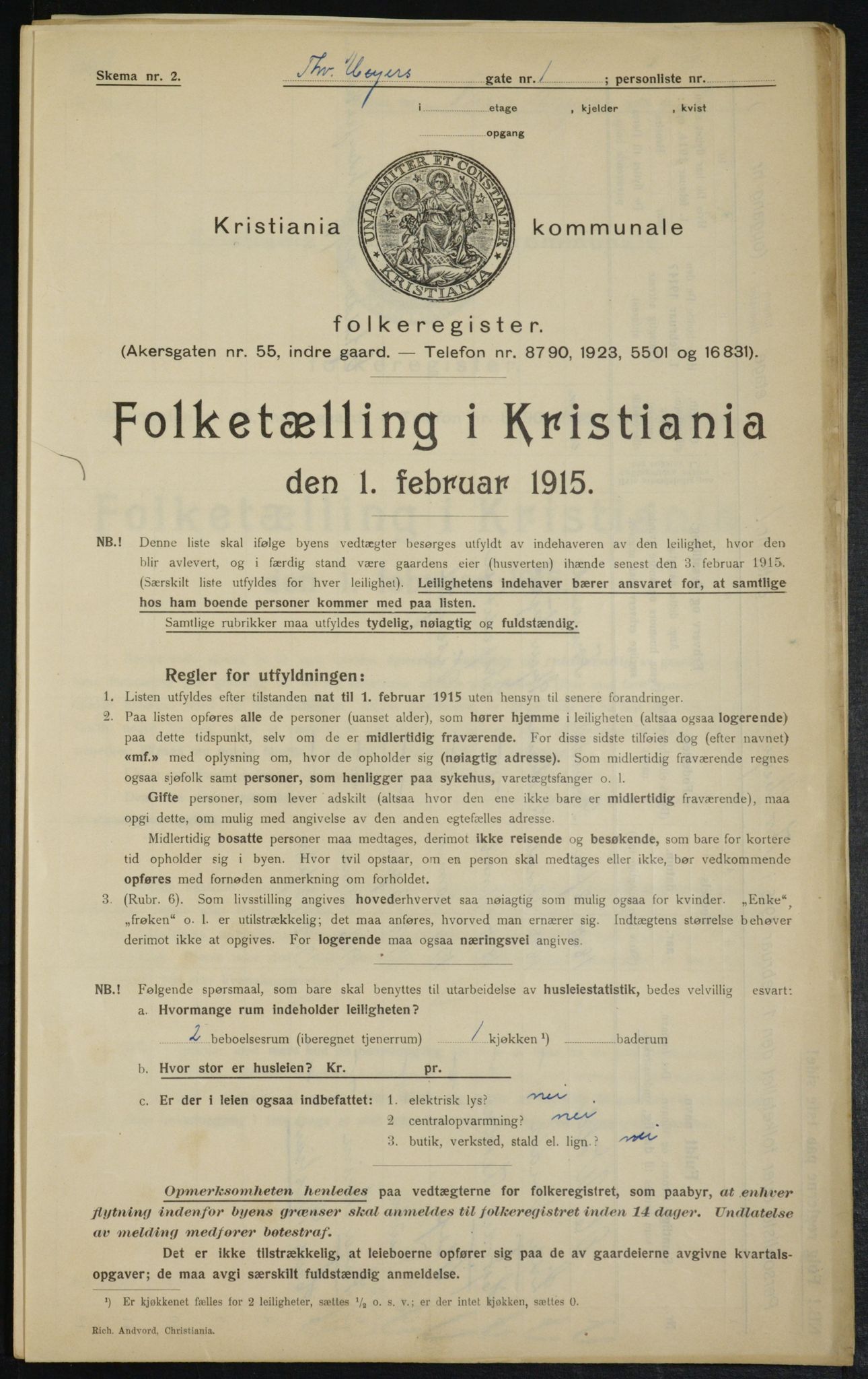 OBA, Kommunal folketelling 1.2.1915 for Kristiania, 1915, s. 109788