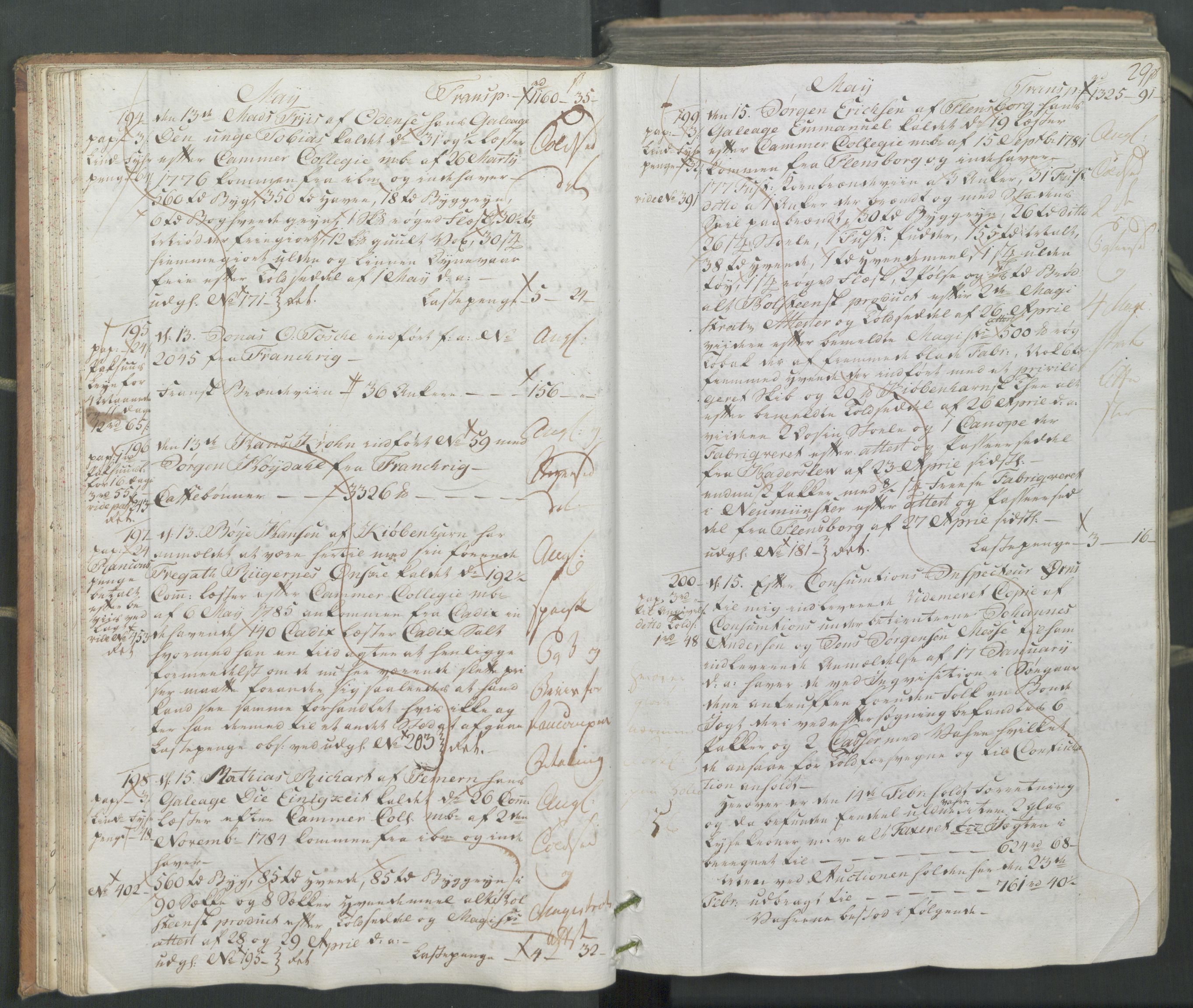 Generaltollkammeret, tollregnskaper, AV/RA-EA-5490/R26/L0222/0001: Tollregnskaper Bergen A / Inngående hovedtollbok, 1786, s. 28b-29a