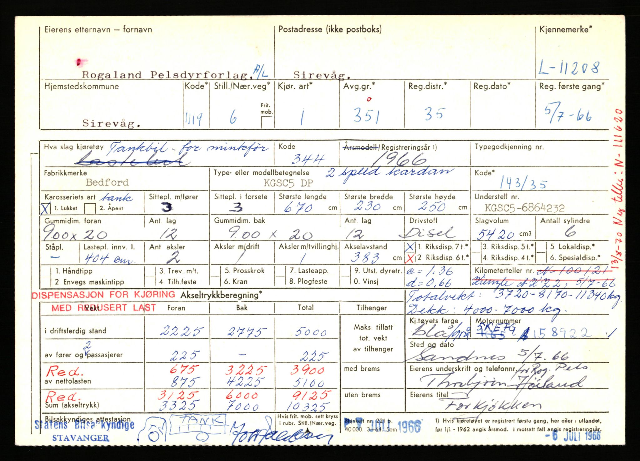 Stavanger trafikkstasjon, AV/SAST-A-101942/0/F/L0020: L-11000 - L-11499, 1930-1971, s. 951