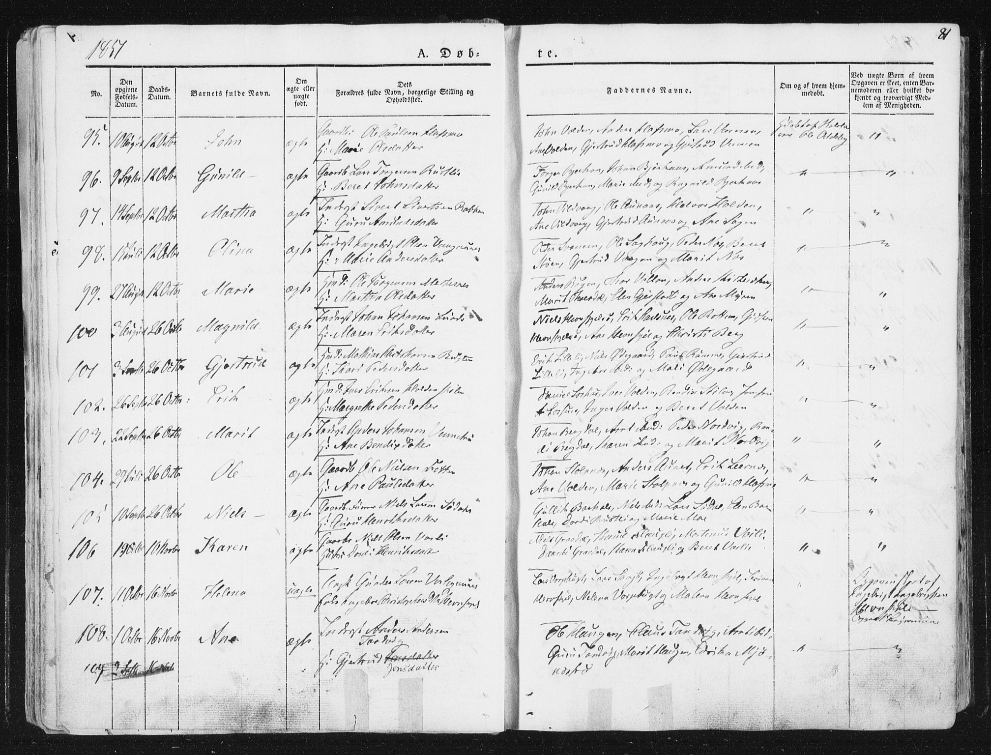 Ministerialprotokoller, klokkerbøker og fødselsregistre - Sør-Trøndelag, SAT/A-1456/630/L0493: Ministerialbok nr. 630A06, 1841-1851, s. 81