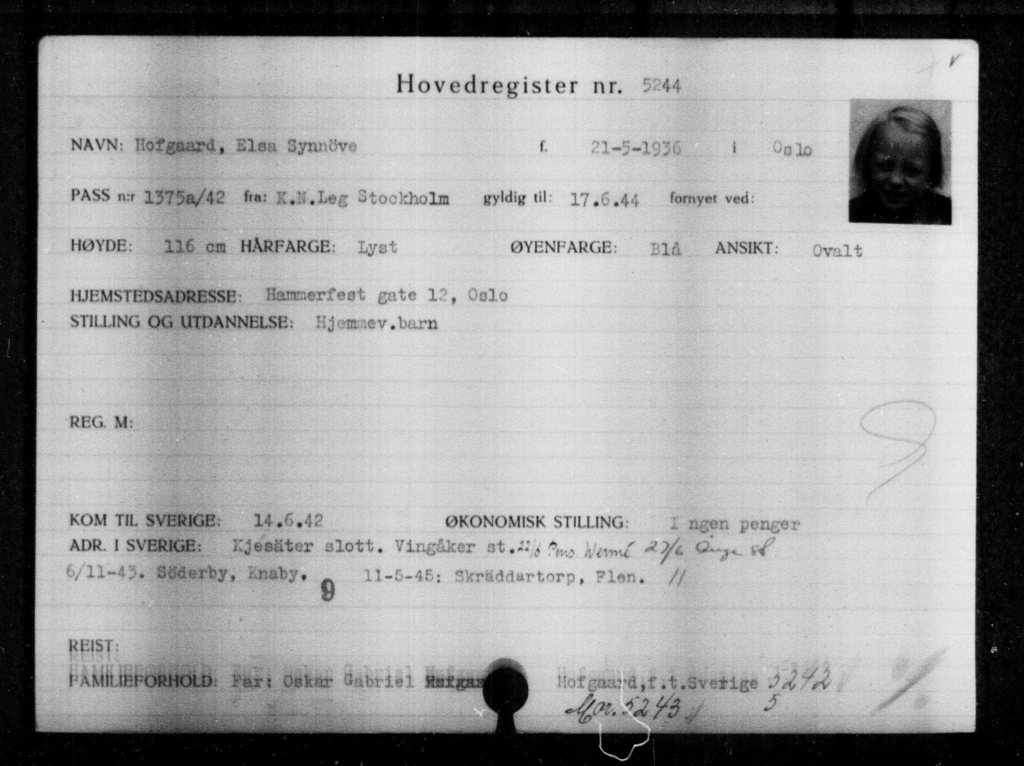 Utenriksstasjonene, Legasjonen i Stockholm, Flyktningkontoret, AV/RA-S-6753/V/Va/L0004: Kjesäterkartoteket, flyktninger med registreringsnr. 3496-6610, 1940-1945, s. 2008
