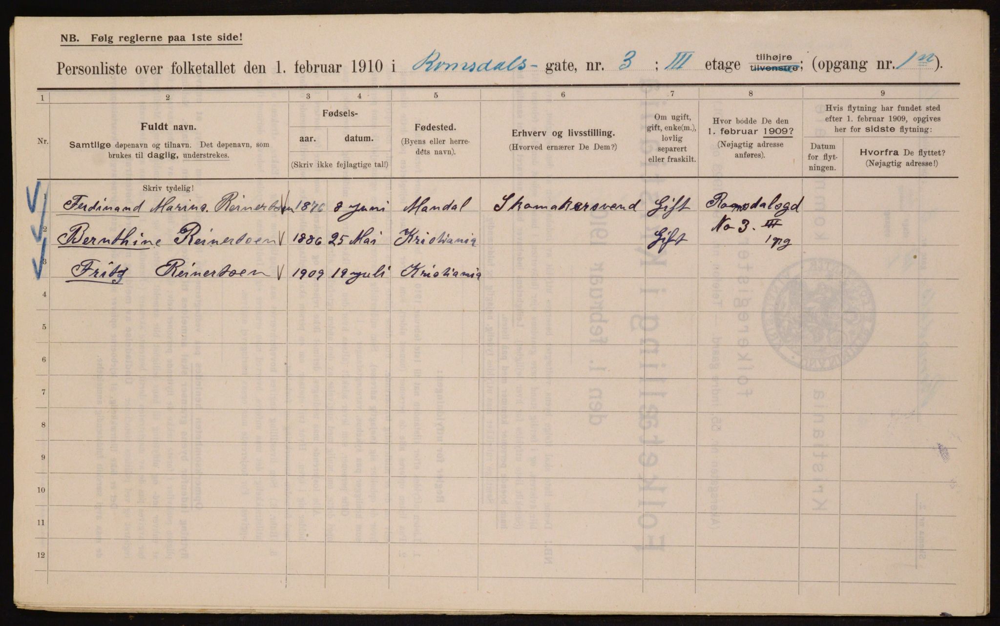 OBA, Kommunal folketelling 1.2.1910 for Kristiania, 1910, s. 79542