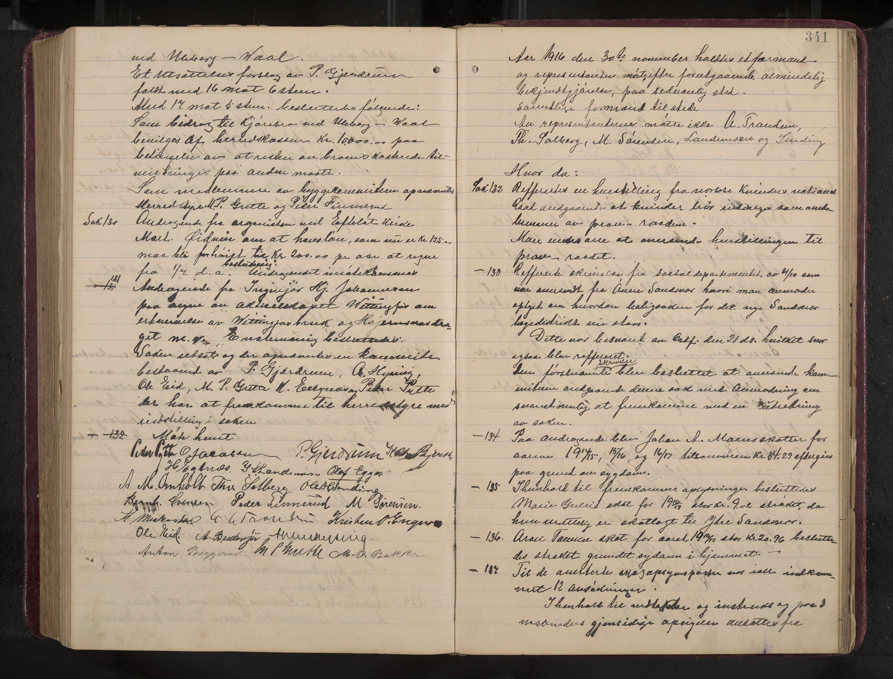 Ytre Sandsvær formannskap og sentraladministrasjon, IKAK/0629021/A/Aa/L0001: Møtebok med register, 1902-1919, s. 341