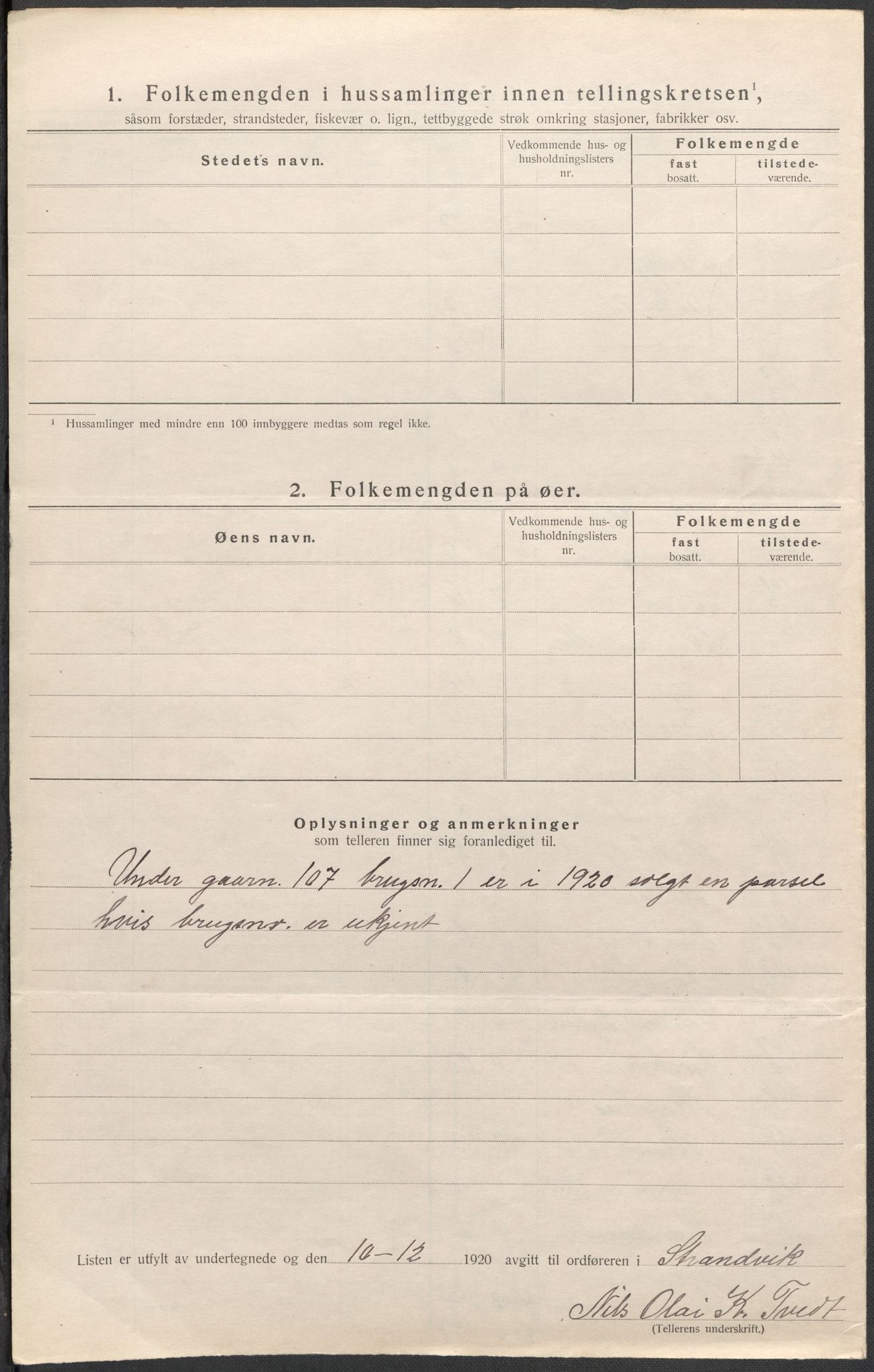 SAB, Folketelling 1920 for 1240 Strandvik herred, 1920, s. 16