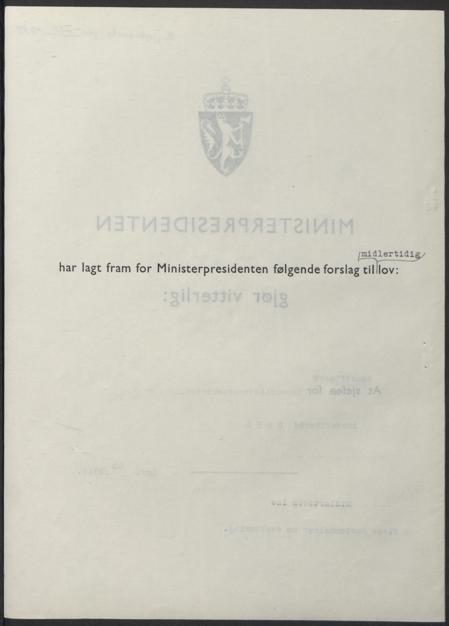 NS-administrasjonen 1940-1945 (Statsrådsekretariatet, de kommisariske statsråder mm), RA/S-4279/D/Db/L0100: Lover, 1944, s. 554