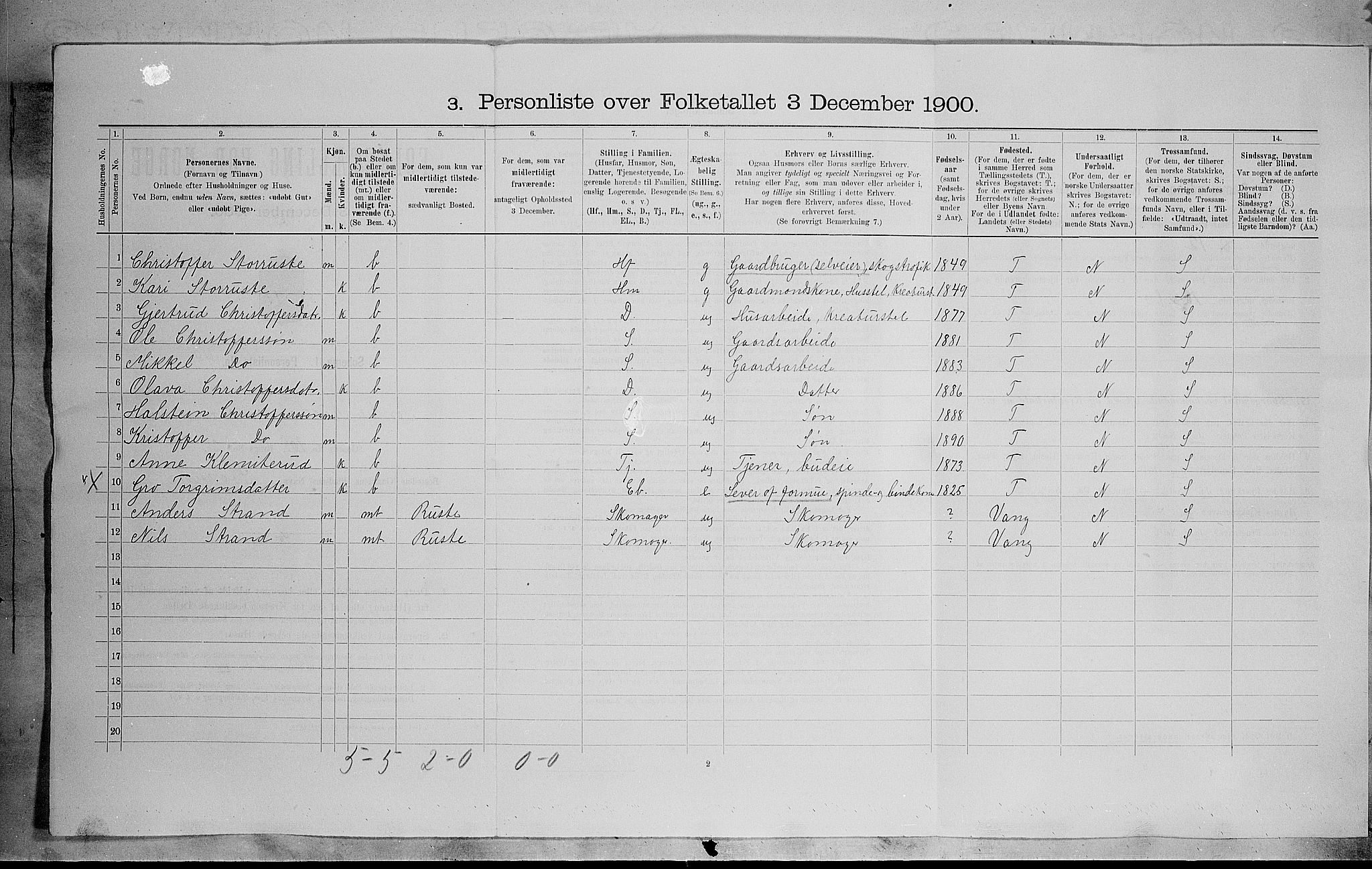 SAH, Folketelling 1900 for 0540 Sør-Aurdal herred, 1900, s. 1277