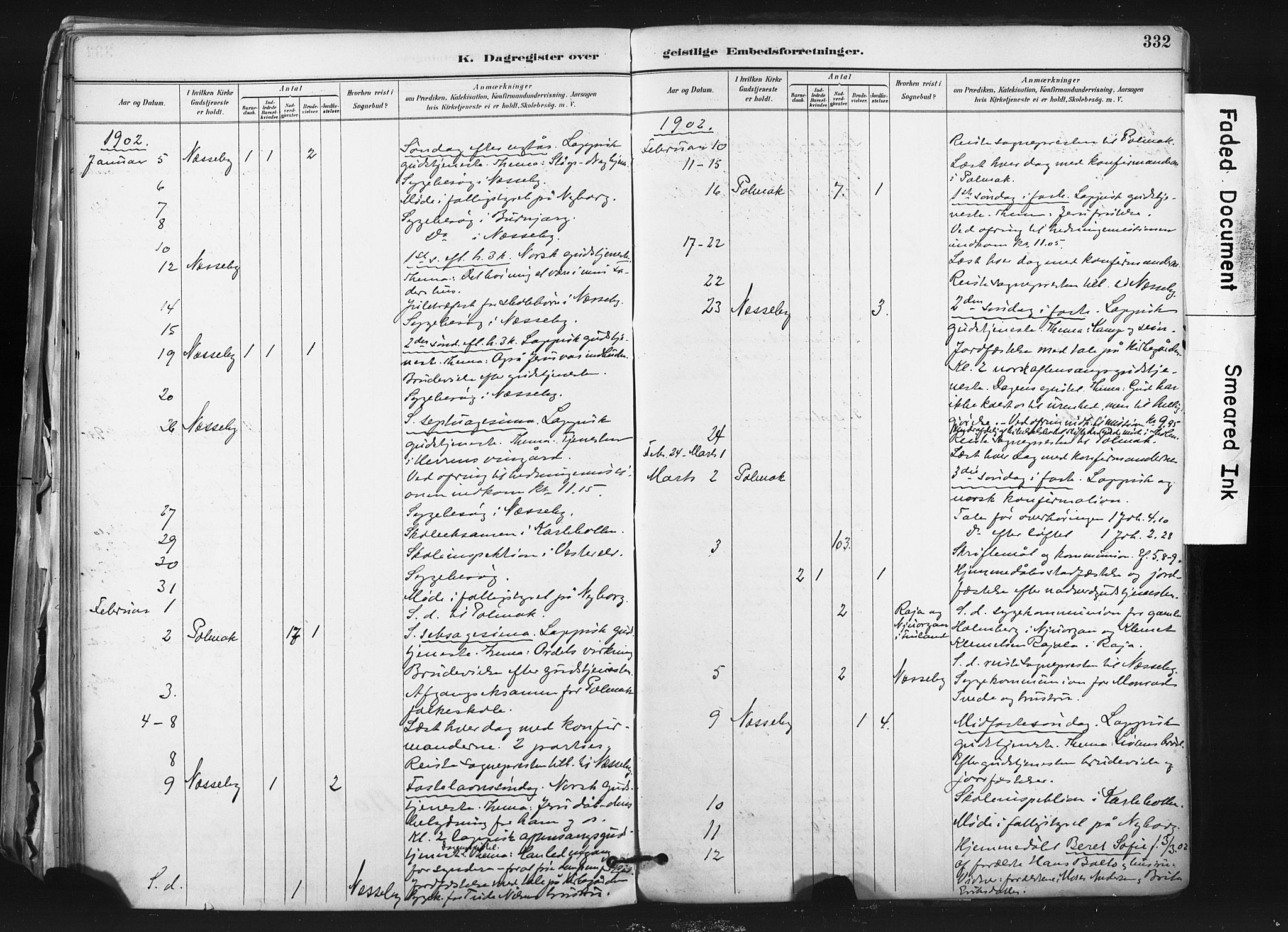 Nesseby sokneprestkontor, AV/SATØ-S-1330/H/Ha/L0006kirke: Ministerialbok nr. 6, 1885-1985, s. 332