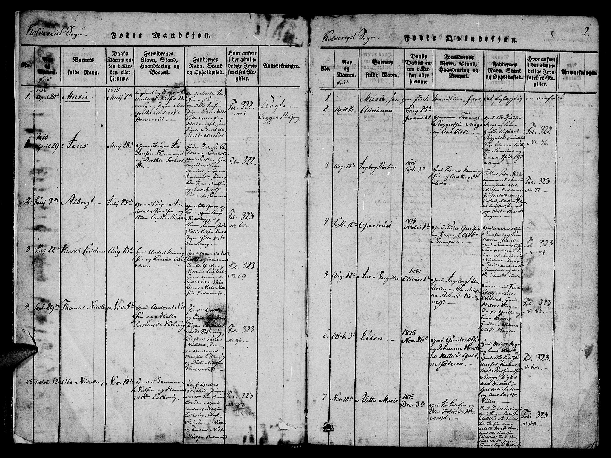 Ministerialprotokoller, klokkerbøker og fødselsregistre - Nord-Trøndelag, SAT/A-1458/780/L0636: Ministerialbok nr. 780A03 /1, 1815-1830, s. 2