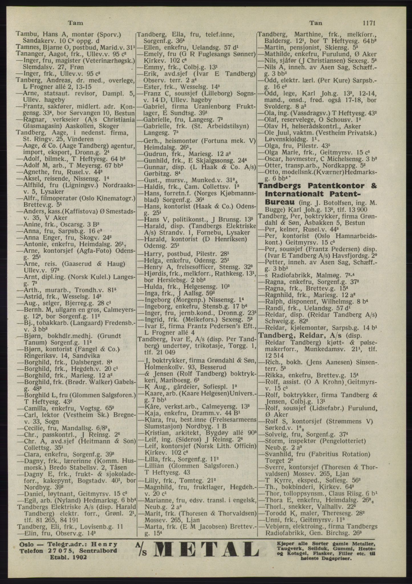 Kristiania/Oslo adressebok, PUBL/-, 1945, s. 1167