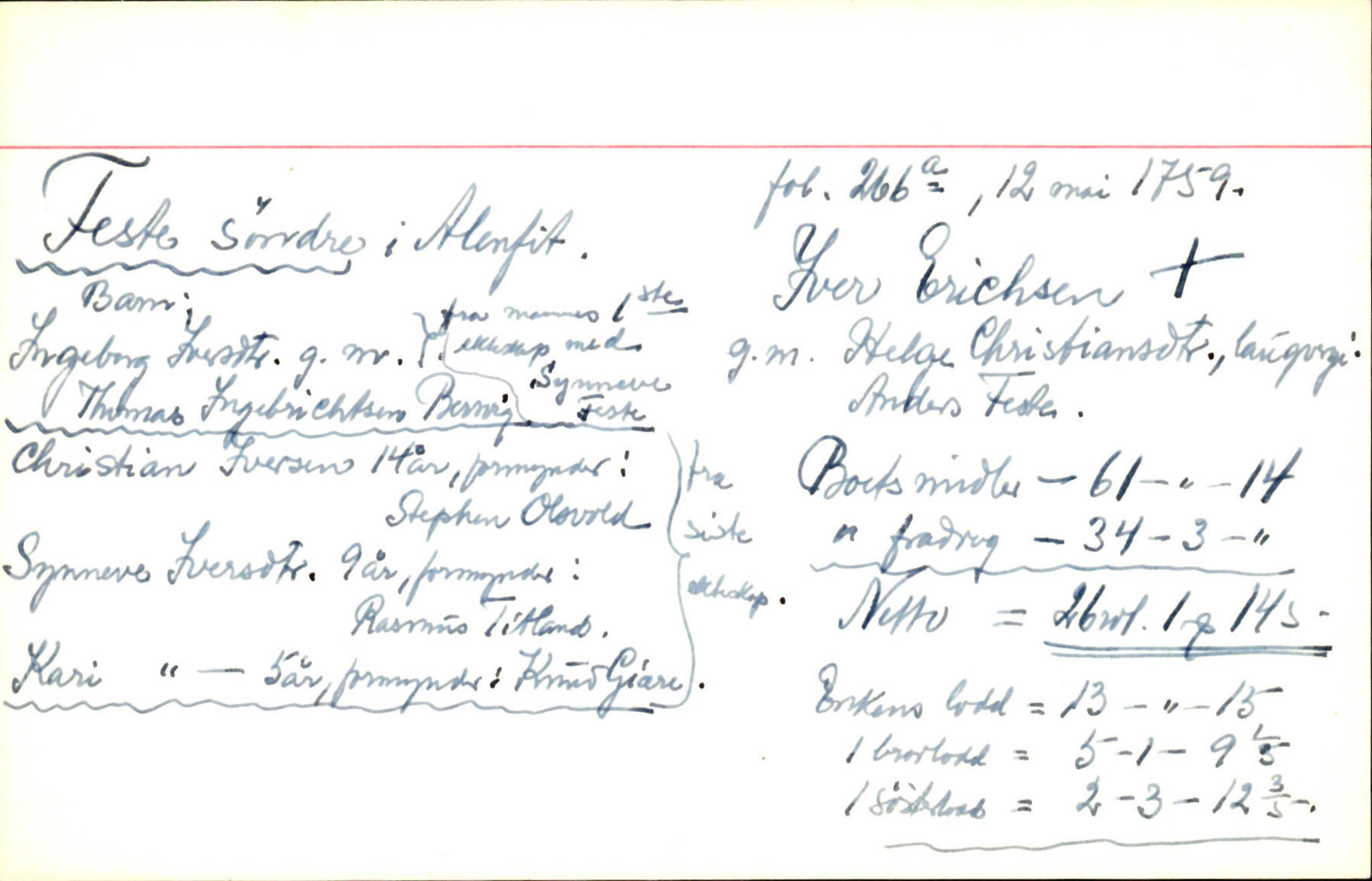Skiftekort ved Statsarkivet i Bergen, SAB/SKIFTEKORT/001/L0002: Skifteprotokoll nr. 4, 1757-1763, s. 22