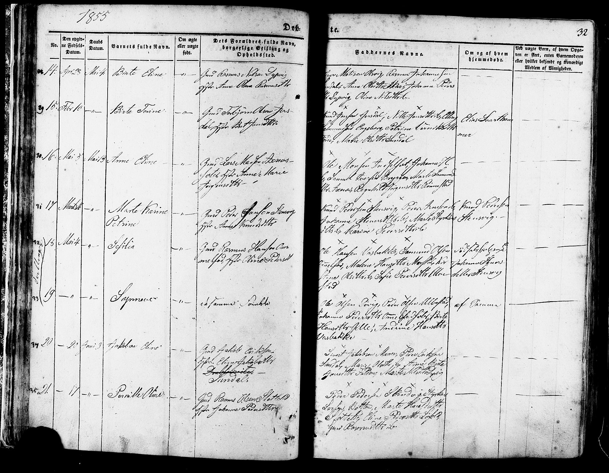 Ministerialprotokoller, klokkerbøker og fødselsregistre - Møre og Romsdal, AV/SAT-A-1454/511/L0140: Ministerialbok nr. 511A07, 1851-1878, s. 32