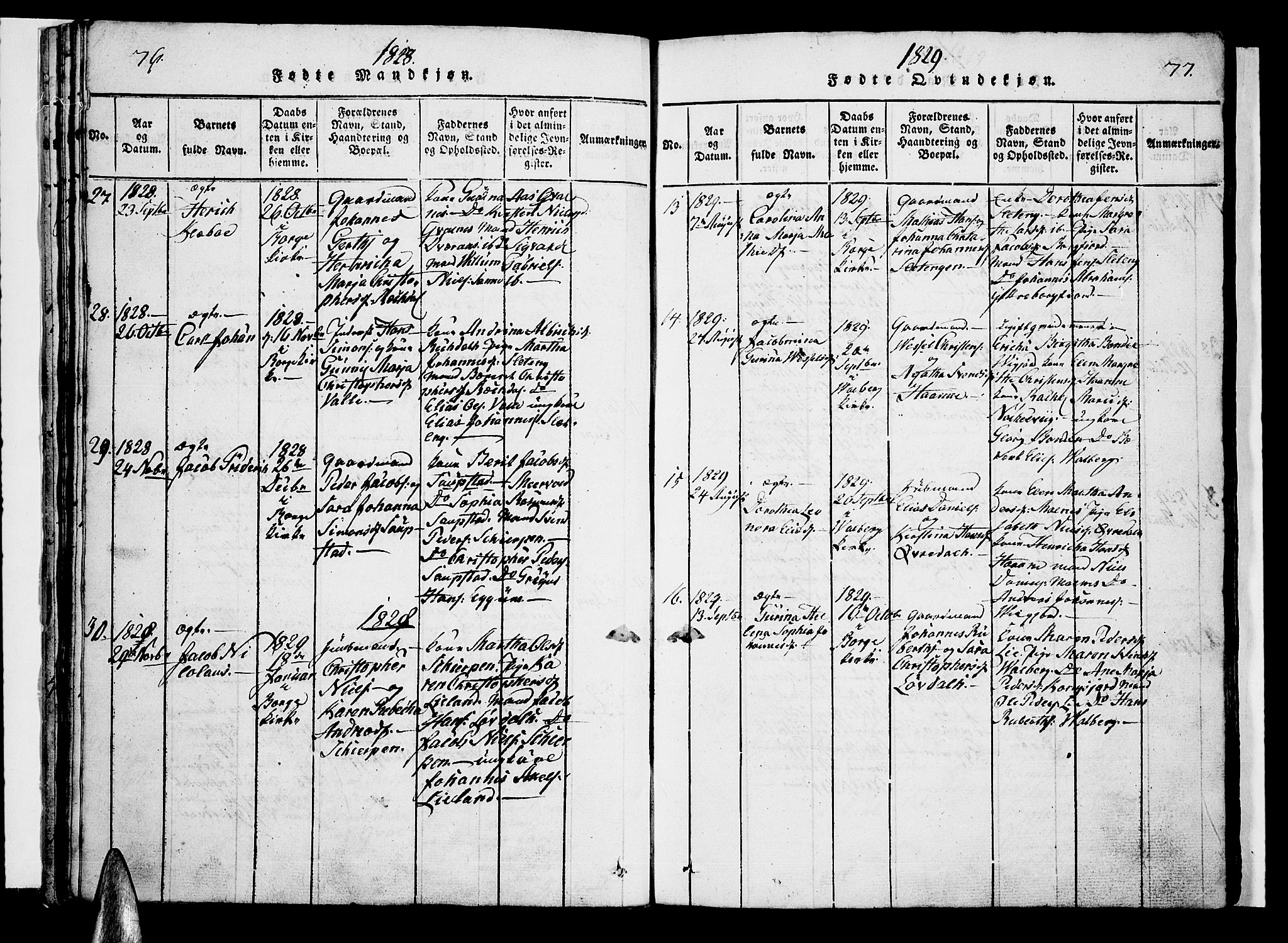 Ministerialprotokoller, klokkerbøker og fødselsregistre - Nordland, SAT/A-1459/880/L1130: Ministerialbok nr. 880A04, 1821-1843, s. 76-77