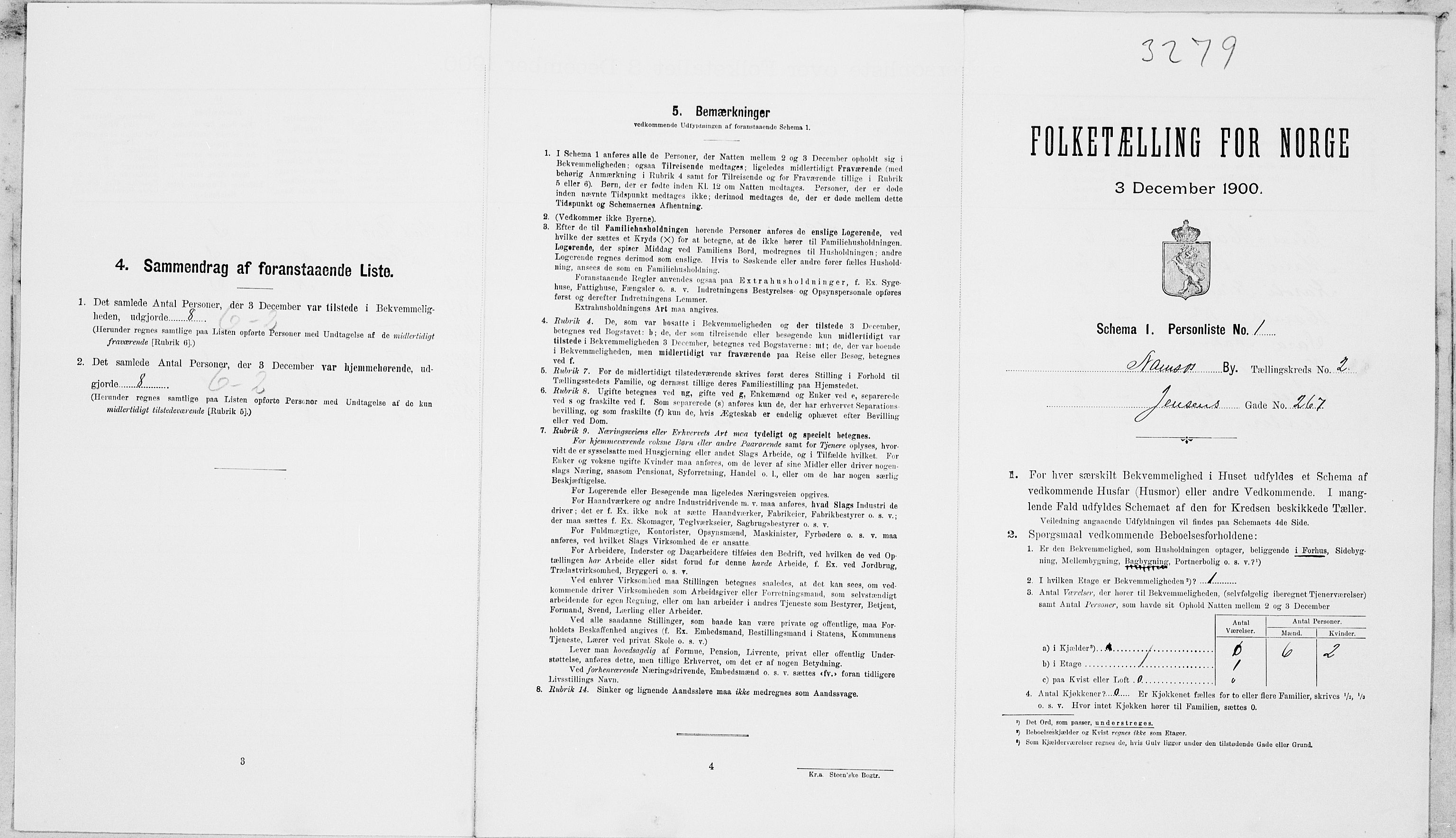 SAT, Folketelling 1900 for 1703 Namsos ladested, 1900, s. 516