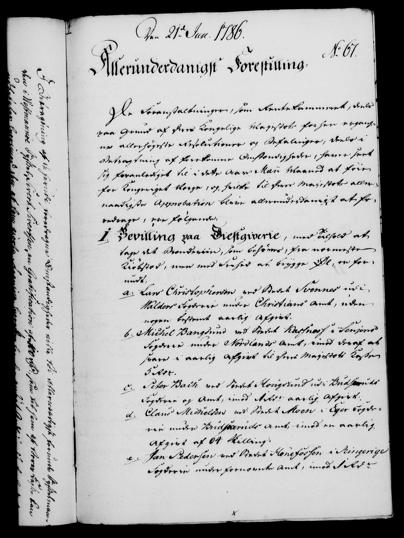Rentekammeret, Kammerkanselliet, AV/RA-EA-3111/G/Gf/Gfa/L0068: Norsk relasjons- og resolusjonsprotokoll (merket RK 52.68), 1786, s. 439