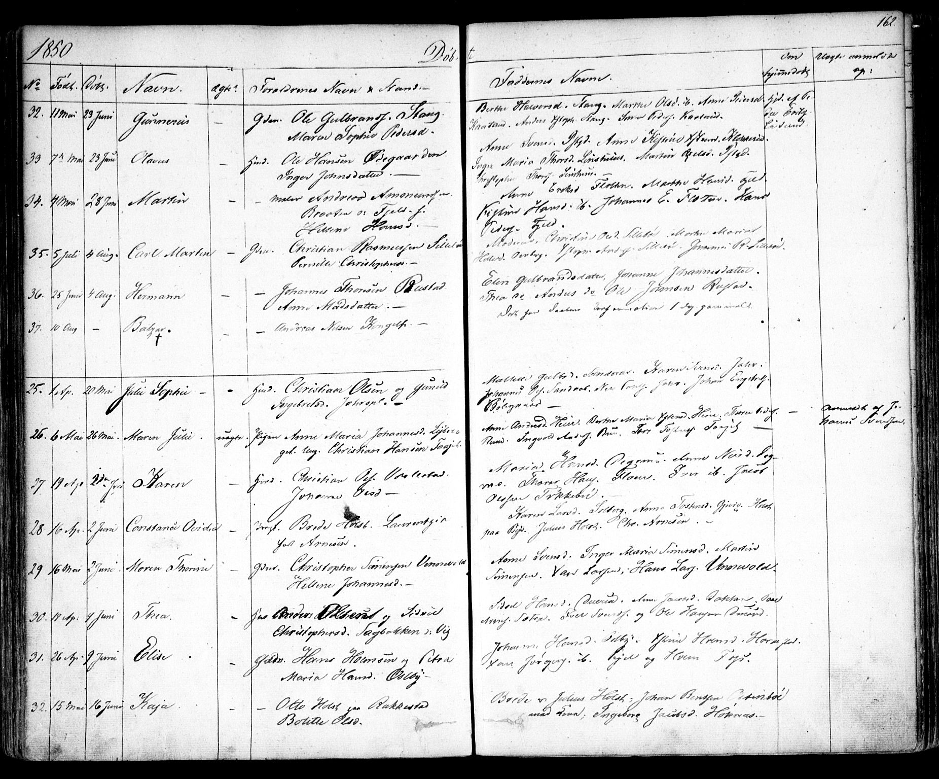 Enebakk prestekontor Kirkebøker, AV/SAO-A-10171c/F/Fa/L0009: Ministerialbok nr. I 9, 1832-1861, s. 162