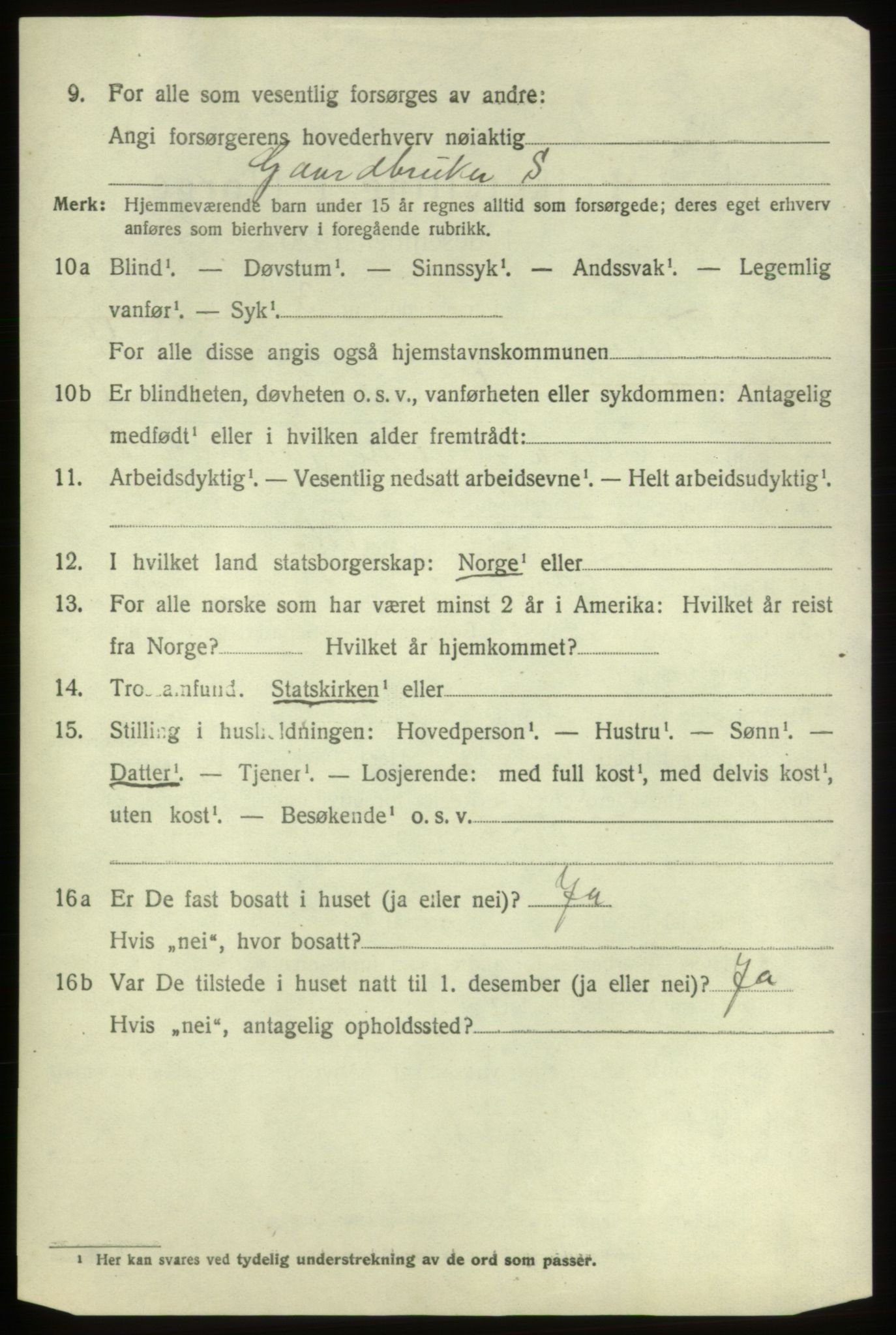 SAB, Folketelling 1920 for 1223 Tysnes herred, 1920, s. 3223