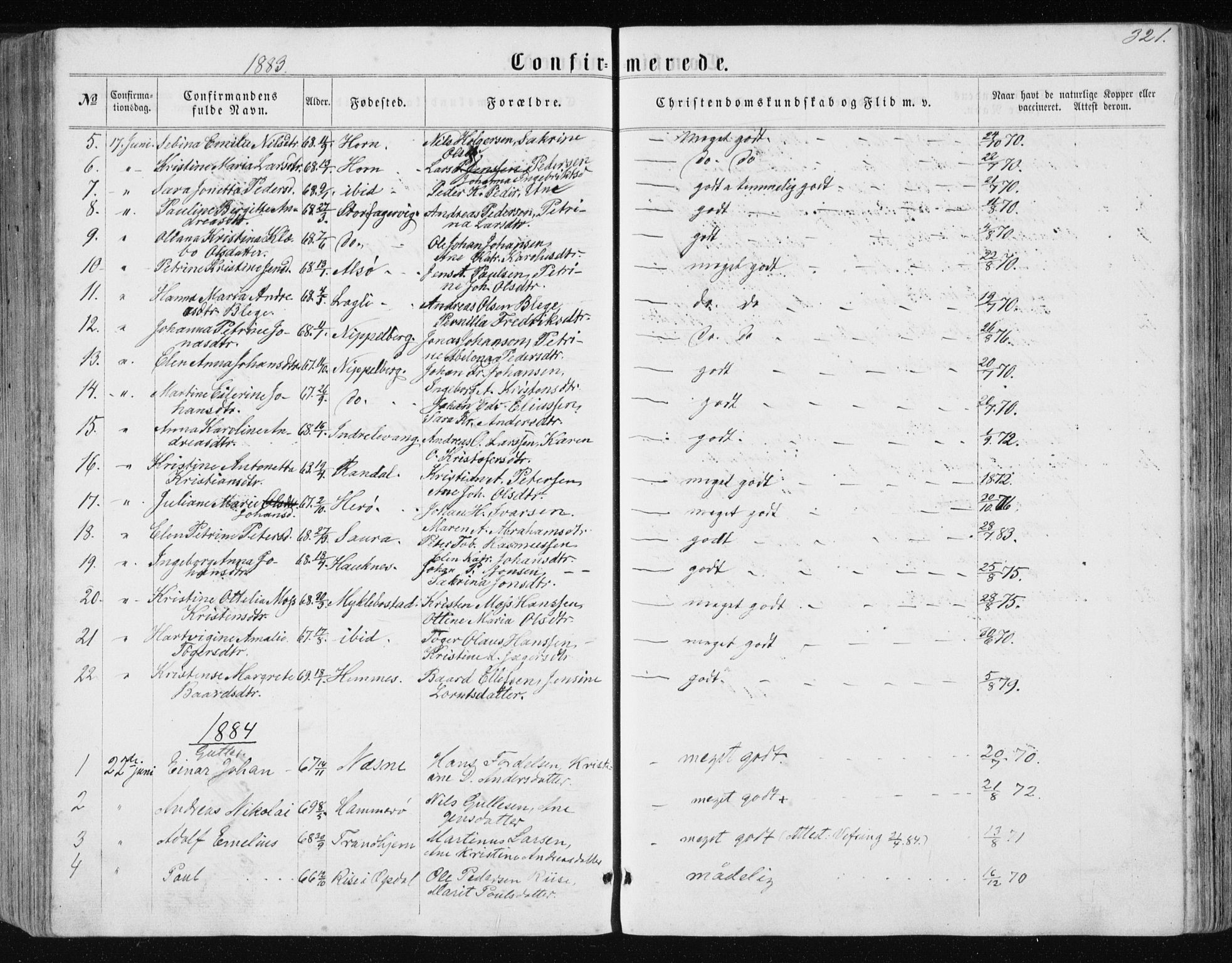 Ministerialprotokoller, klokkerbøker og fødselsregistre - Nordland, SAT/A-1459/838/L0556: Klokkerbok nr. 838C03, 1861-1893, s. 321