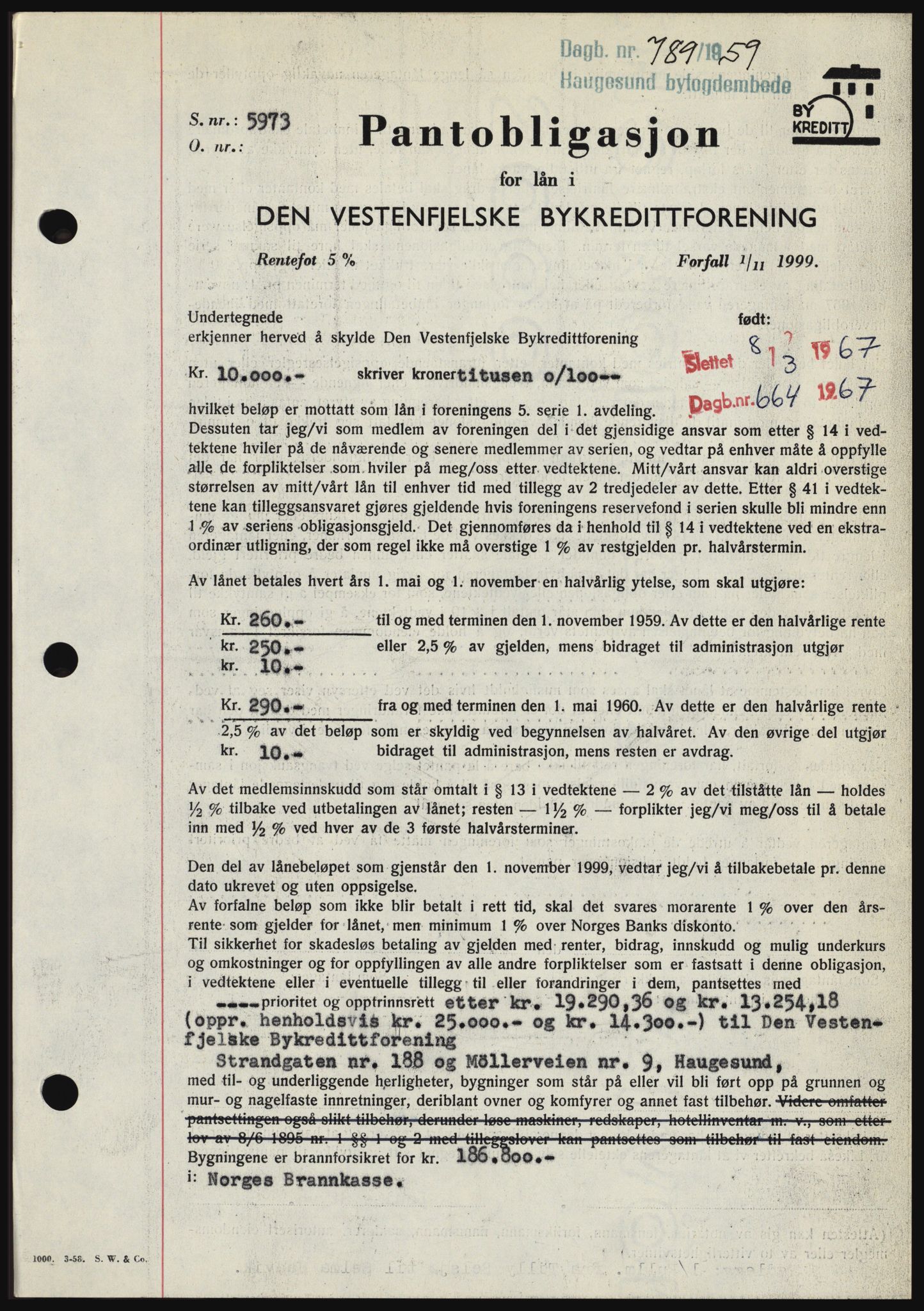 Haugesund tingrett, SAST/A-101415/01/II/IIC/L0045: Pantebok nr. B 45, 1959-1959, Dagboknr: 789/1959