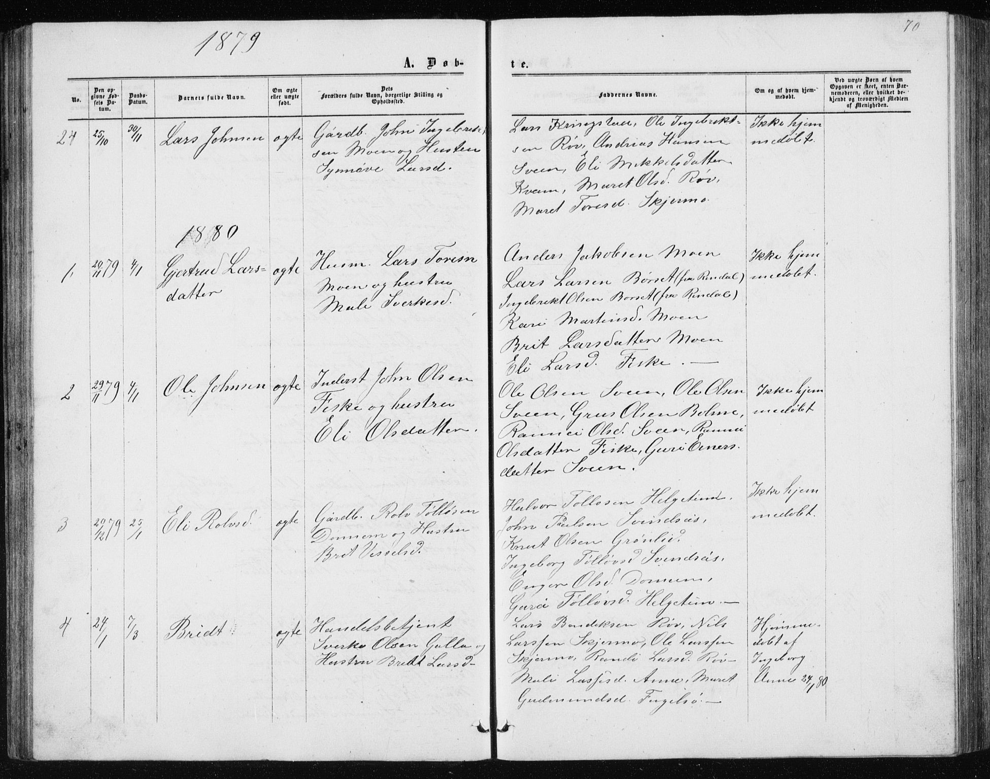 Ministerialprotokoller, klokkerbøker og fødselsregistre - Møre og Romsdal, AV/SAT-A-1454/597/L1064: Klokkerbok nr. 597C01, 1866-1898, s. 70