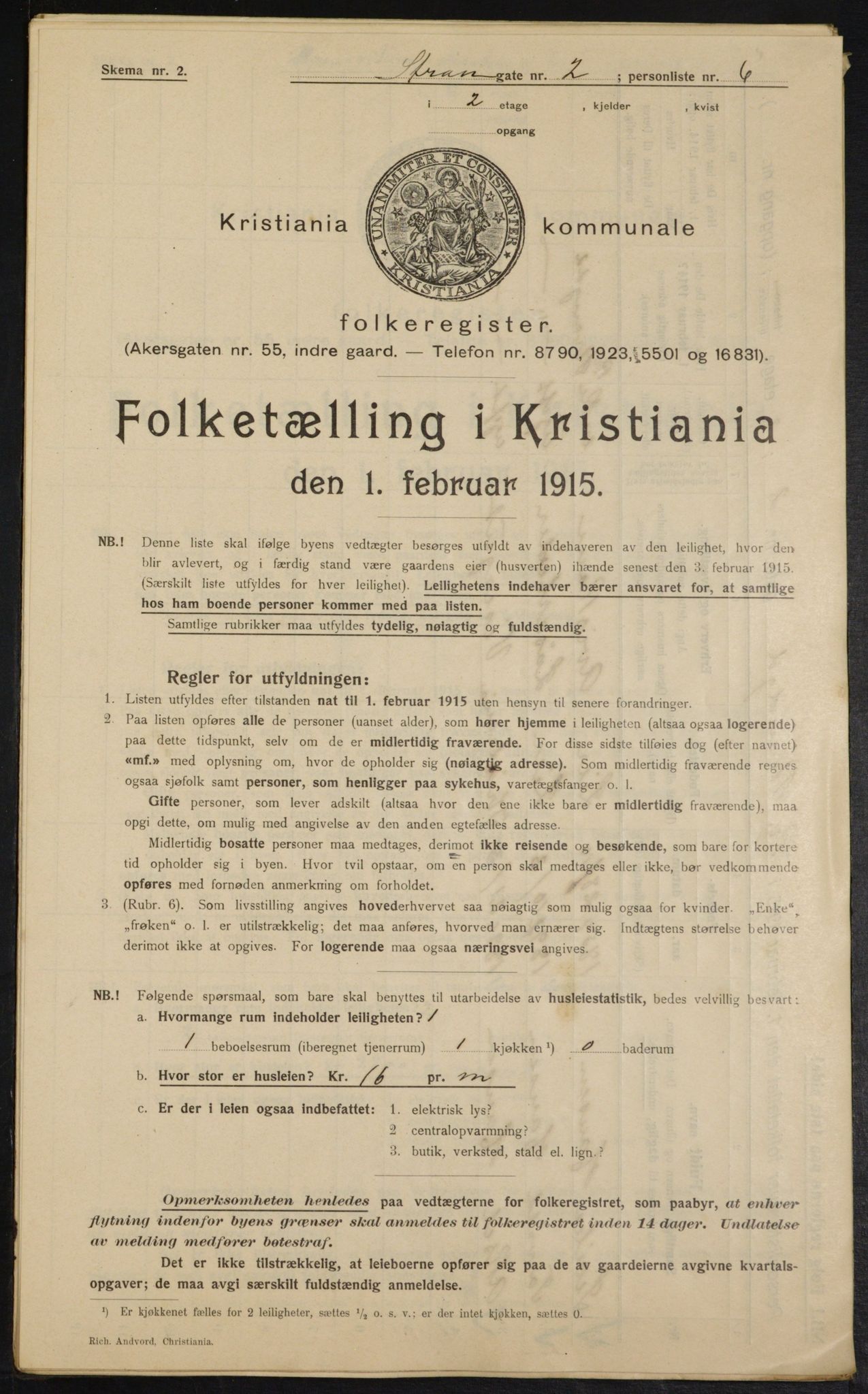 OBA, Kommunal folketelling 1.2.1915 for Kristiania, 1915, s. 103854