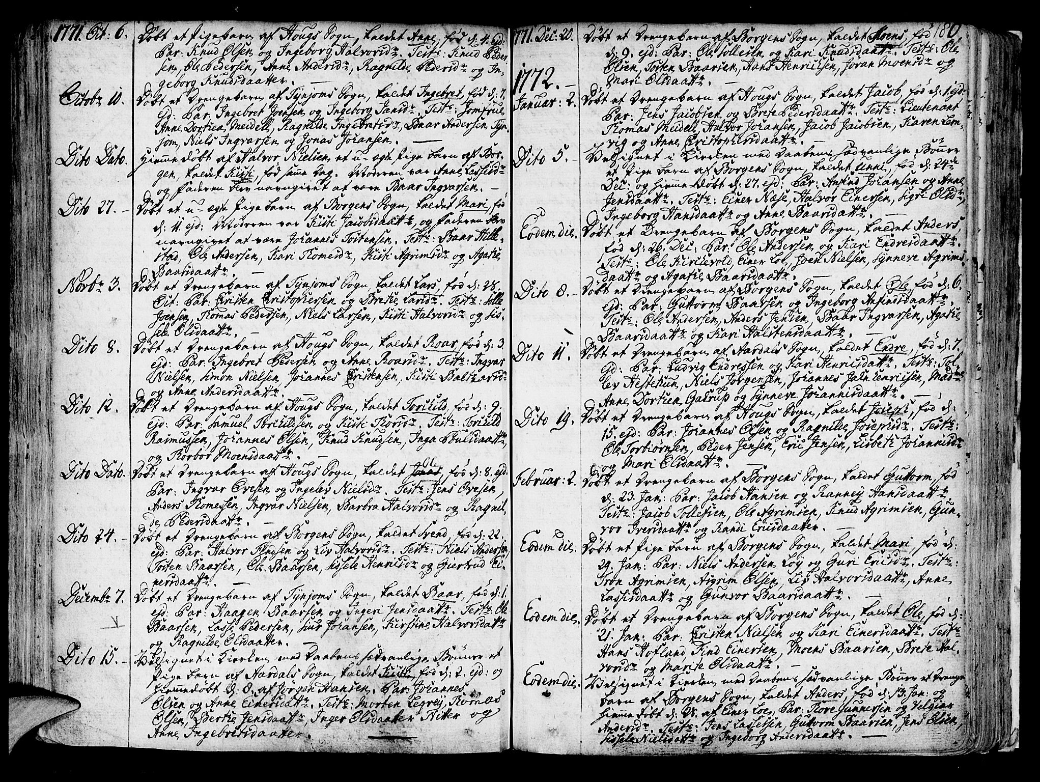 Lærdal sokneprestembete, SAB/A-81201: Ministerialbok nr. A 2, 1752-1782, s. 180