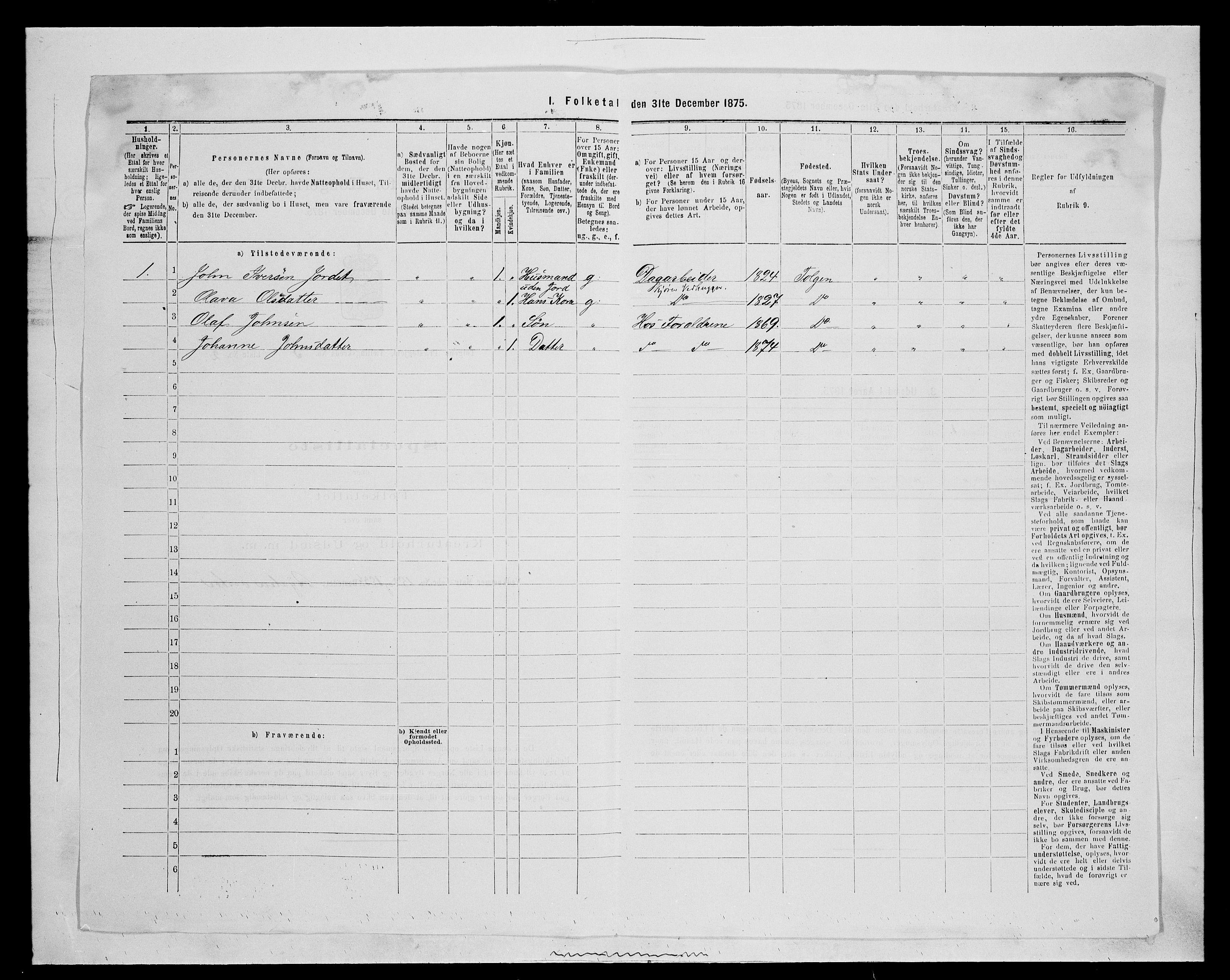 SAH, Folketelling 1875 for 0436P Tolga prestegjeld, 1875, s. 584