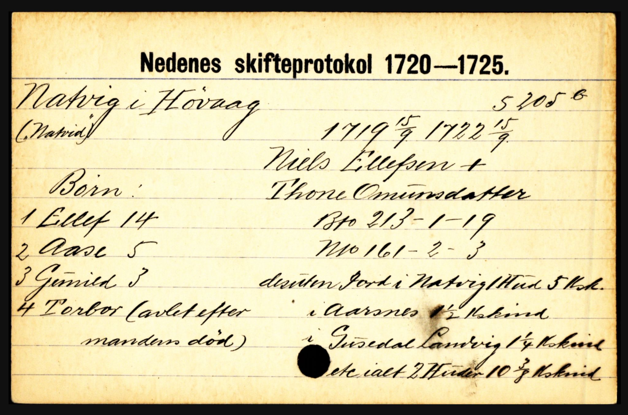 Nedenes sorenskriveri før 1824, AV/SAK-1221-0007/H, s. 21237