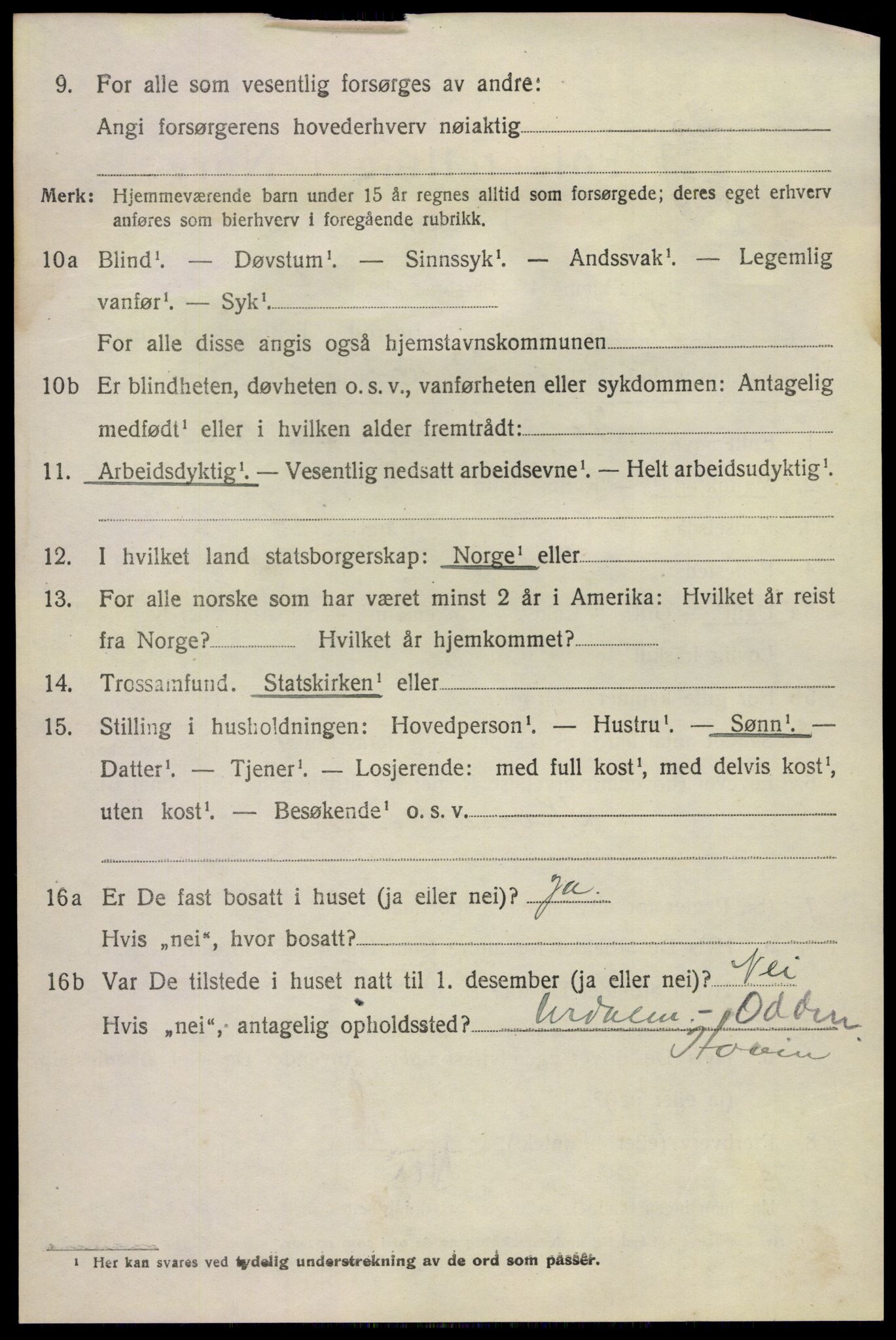 SAKO, Folketelling 1920 for 0825 Hovin herred, 1920, s. 1722