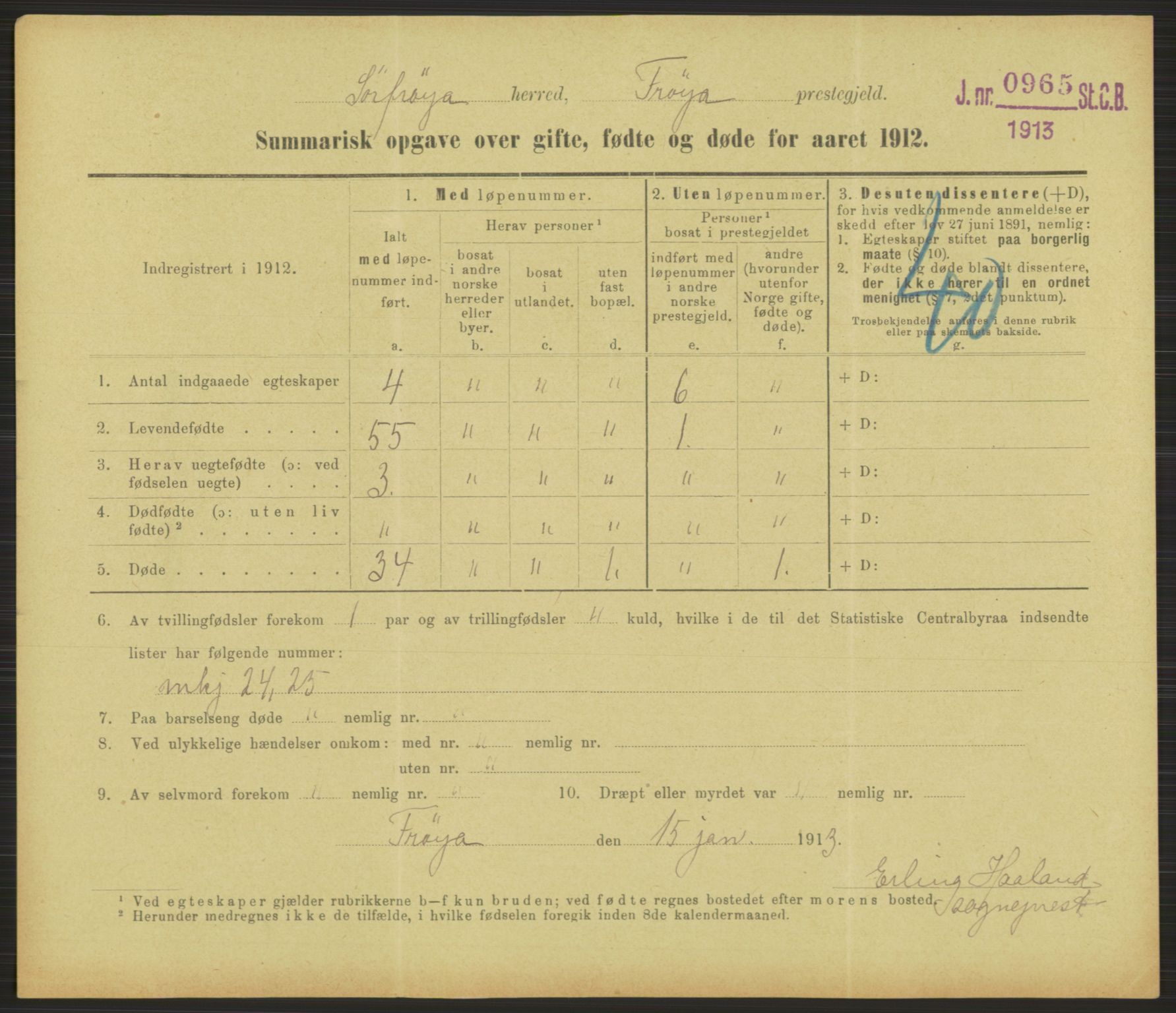 Statistisk sentralbyrå, Sosiodemografiske emner, Befolkning, AV/RA-S-2228/D/Df/Dfb/Dfbb/L0052: Summariske oppgaver over gifte, fødte og døde for hele landet., 1912, s. 1191