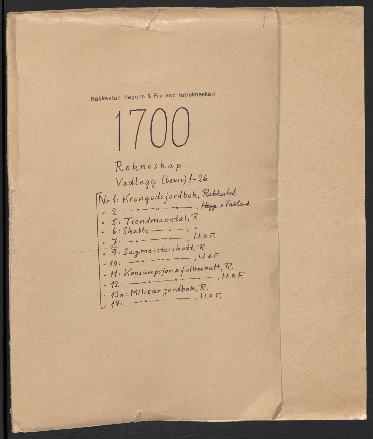 Rentekammeret inntil 1814, Reviderte regnskaper, Fogderegnskap, RA/EA-4092/R07/L0290: Fogderegnskap Rakkestad, Heggen og Frøland, 1700, s. 2