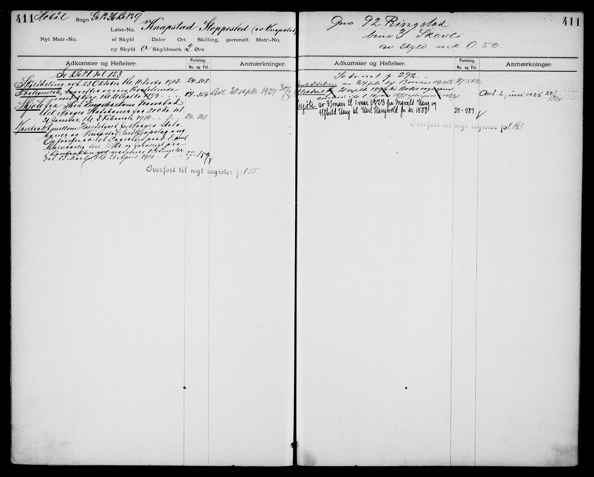 Moss sorenskriveri, SAO/A-10168: Panteregister nr. IV 8b, 1733-1927, s. 411