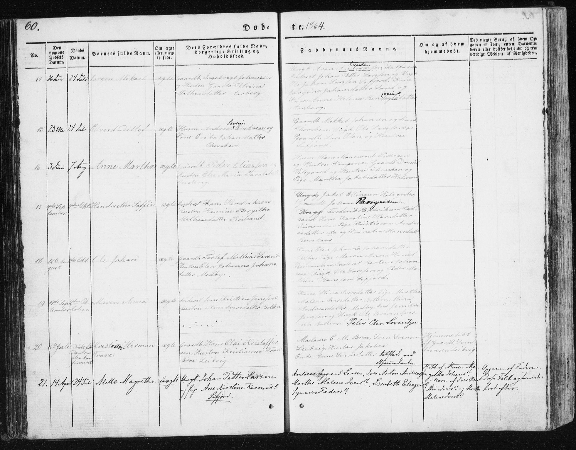 Berg sokneprestkontor, SATØ/S-1318/G/Ga/Gab/L0011klokker: Klokkerbok nr. 11, 1833-1878, s. 60