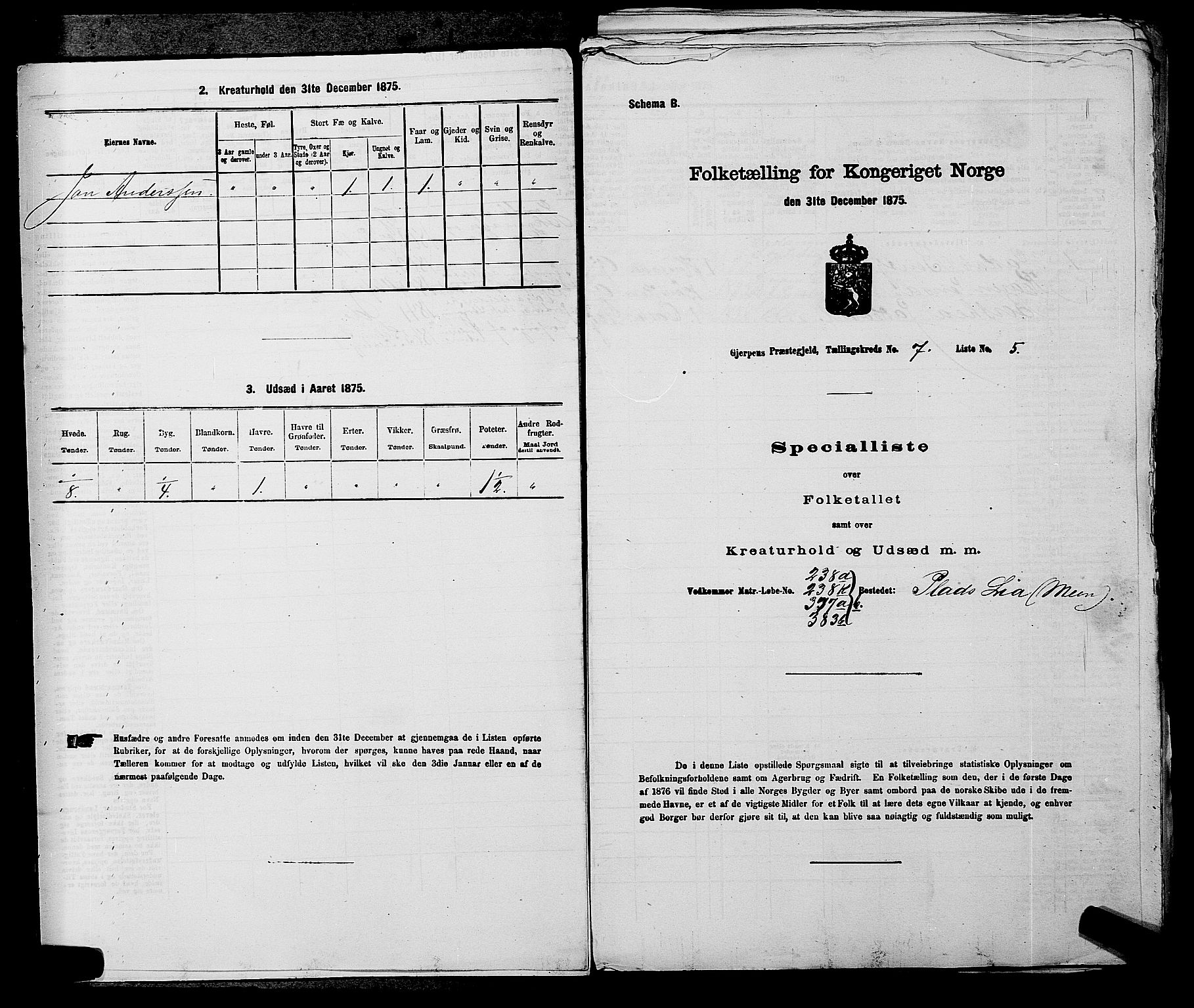 SAKO, Folketelling 1875 for 0812P Gjerpen prestegjeld, 1875, s. 854