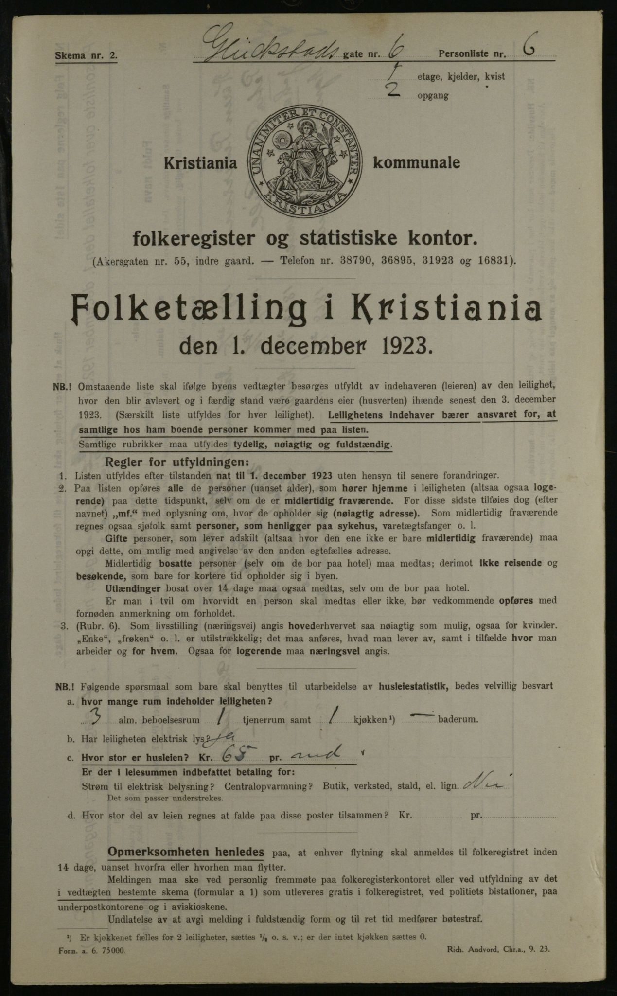 OBA, Kommunal folketelling 1.12.1923 for Kristiania, 1923, s. 33414