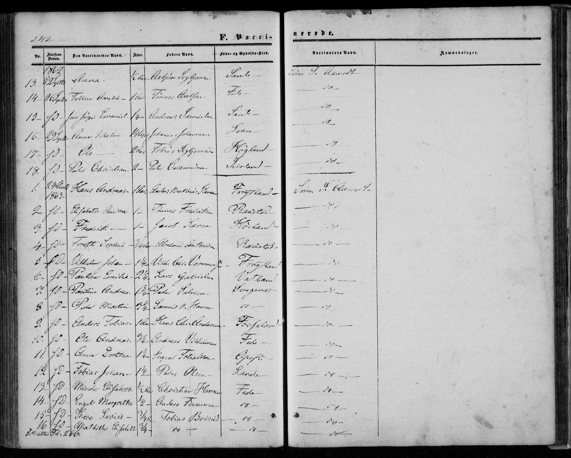 Kvinesdal sokneprestkontor, AV/SAK-1111-0026/F/Fa/Faa/L0002: Ministerialbok nr. A 2, 1850-1876, s. 242