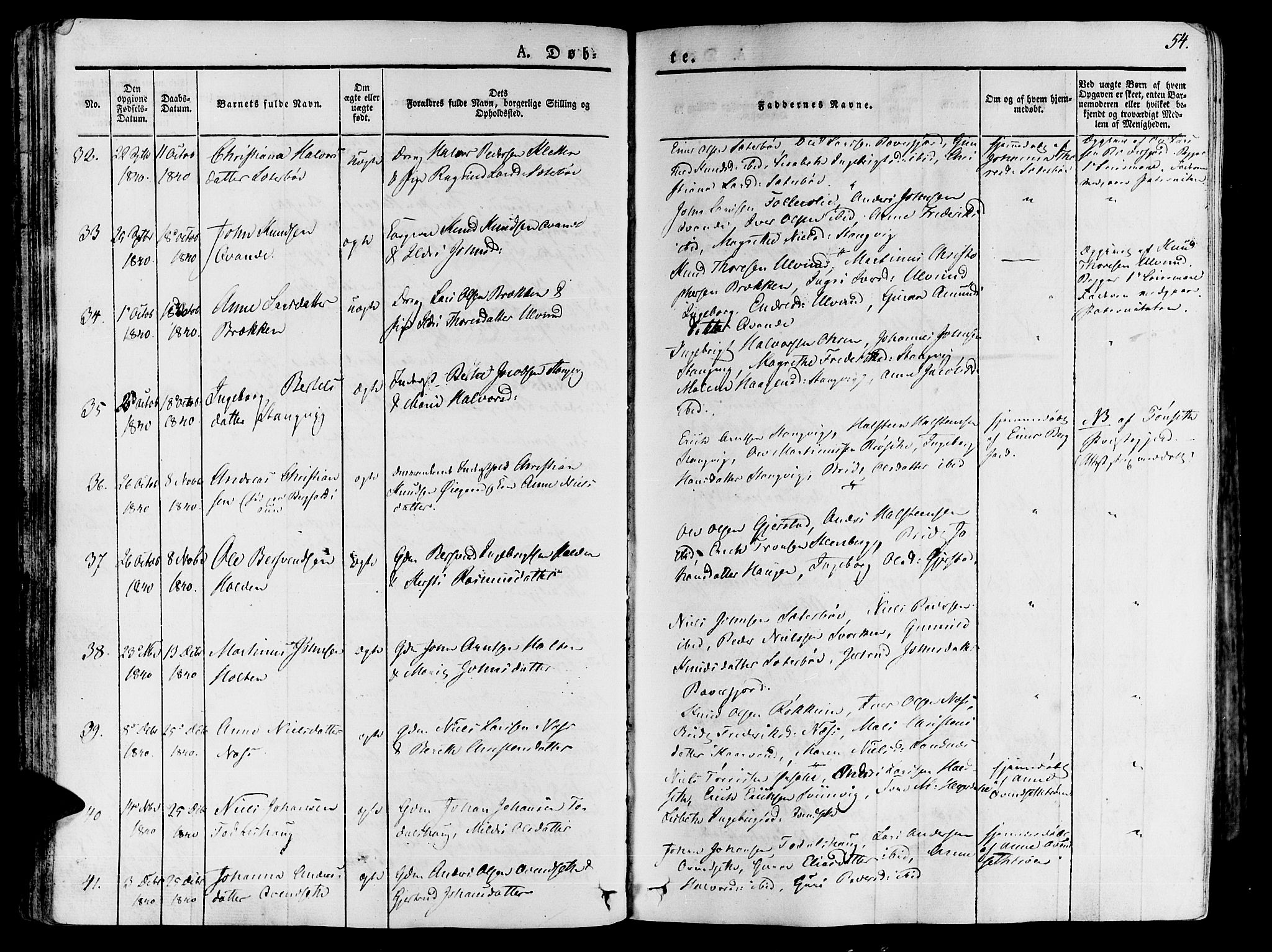 Ministerialprotokoller, klokkerbøker og fødselsregistre - Møre og Romsdal, AV/SAT-A-1454/592/L1024: Ministerialbok nr. 592A03 /1, 1831-1849, s. 54