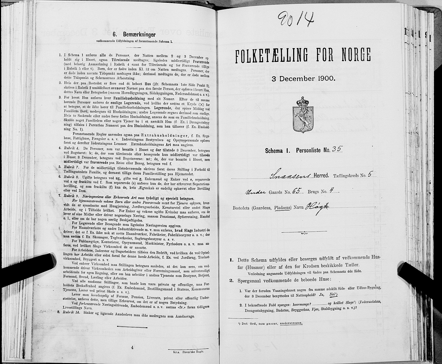 SAT, Folketelling 1900 for 1736 Snåsa herred, 1900, s. 1229