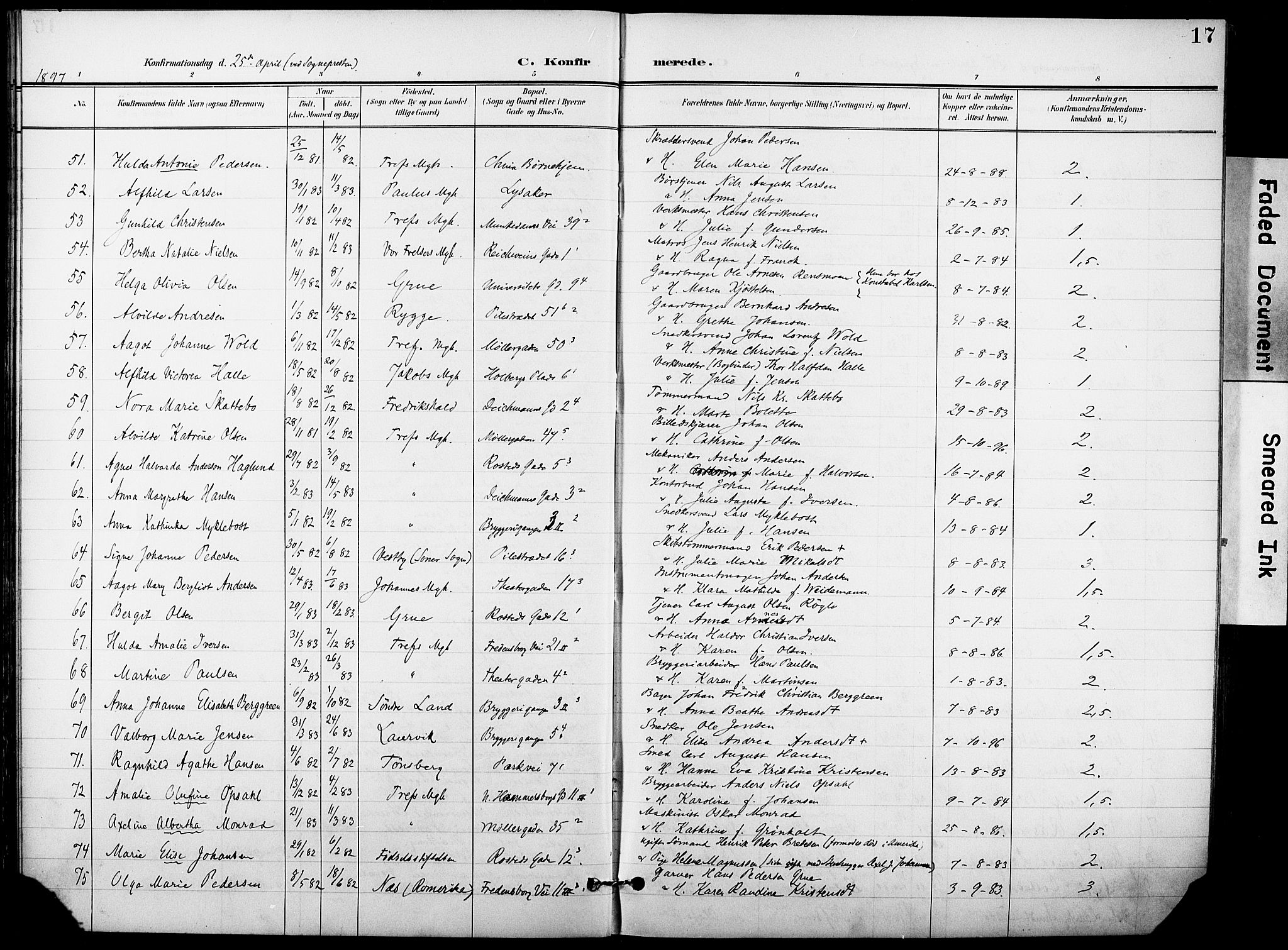 Trefoldighet prestekontor Kirkebøker, AV/SAO-A-10882/F/Fb/L0004: Ministerialbok nr. II 4, 1896-1915, s. 17