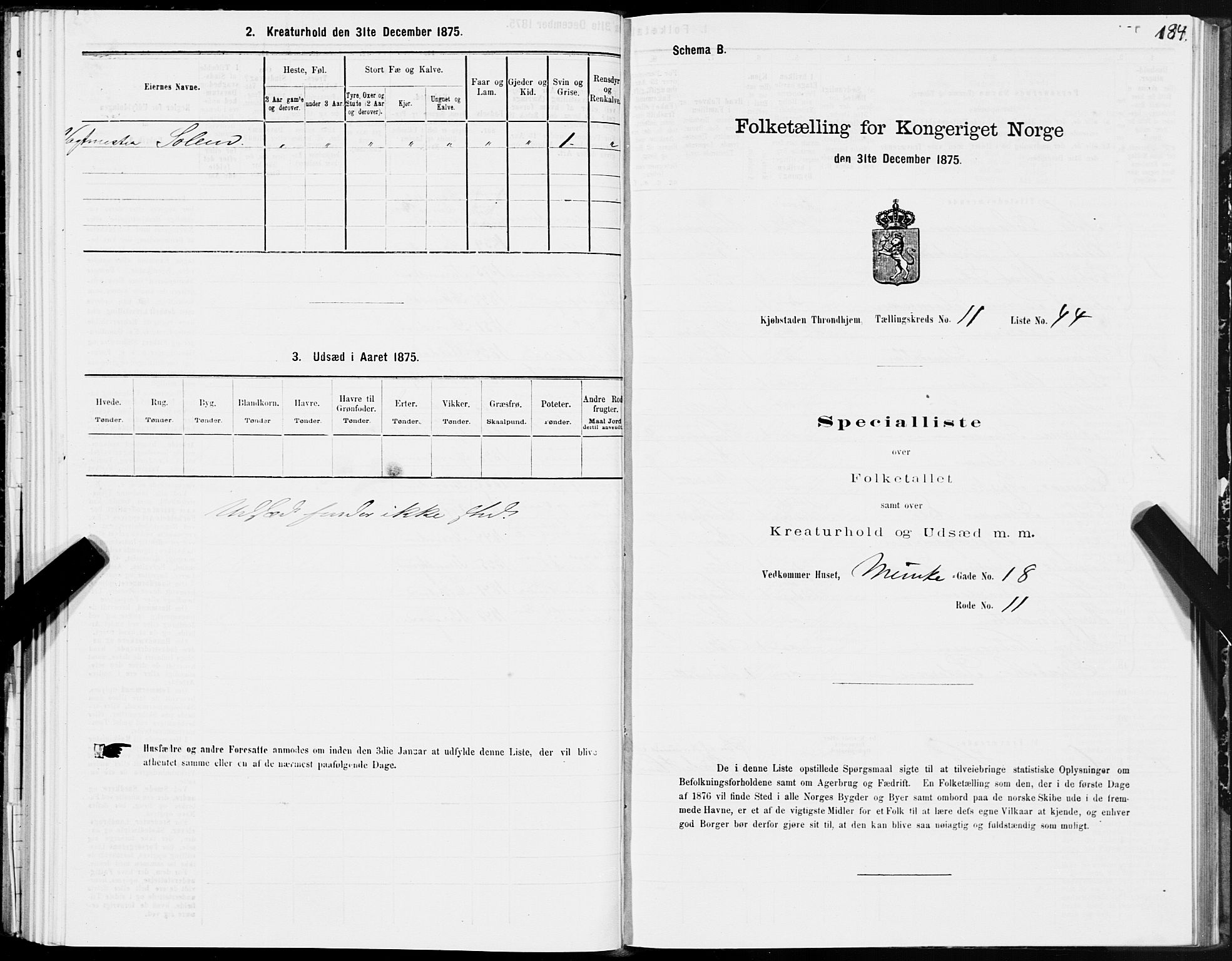 SAT, Folketelling 1875 for 1601 Trondheim kjøpstad, 1875, s. 6184