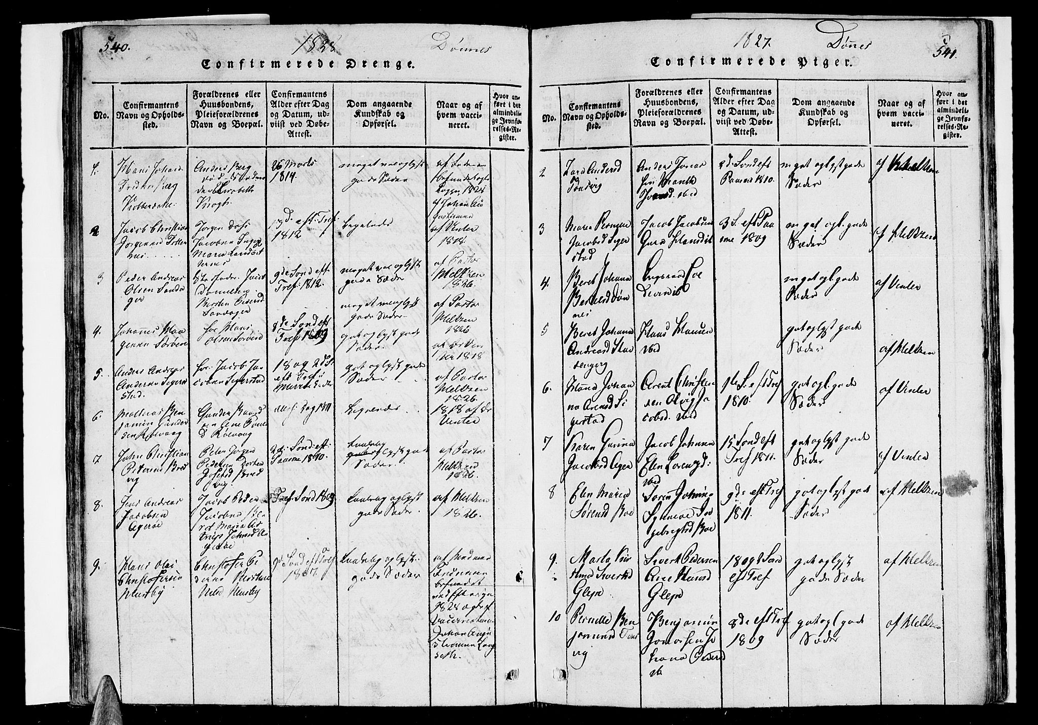 Ministerialprotokoller, klokkerbøker og fødselsregistre - Nordland, SAT/A-1459/838/L0547: Ministerialbok nr. 838A05 /2, 1820-1828, s. 540-541