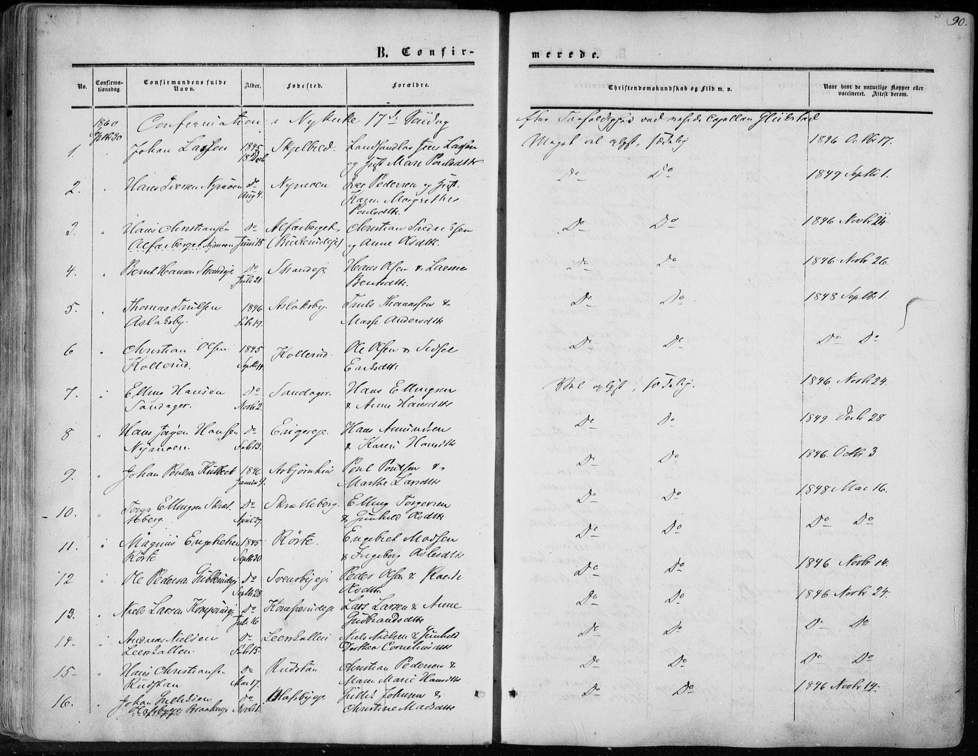 Modum kirkebøker, AV/SAKO-A-234/F/Fa/L0009: Ministerialbok nr. 9, 1860-1864, s. 90