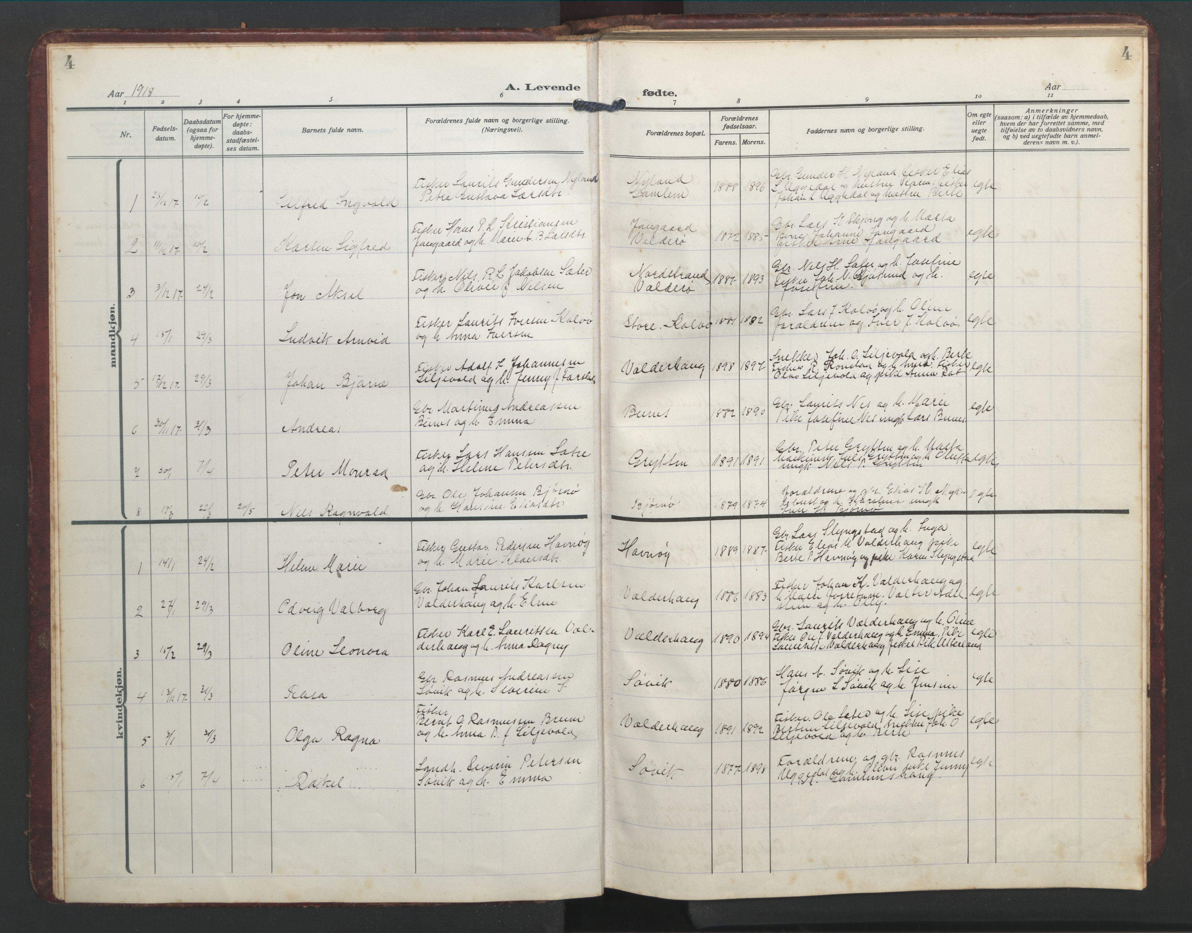 Ministerialprotokoller, klokkerbøker og fødselsregistre - Møre og Romsdal, AV/SAT-A-1454/526/L0384: Klokkerbok nr. 526C01, 1917-1952, s. 4