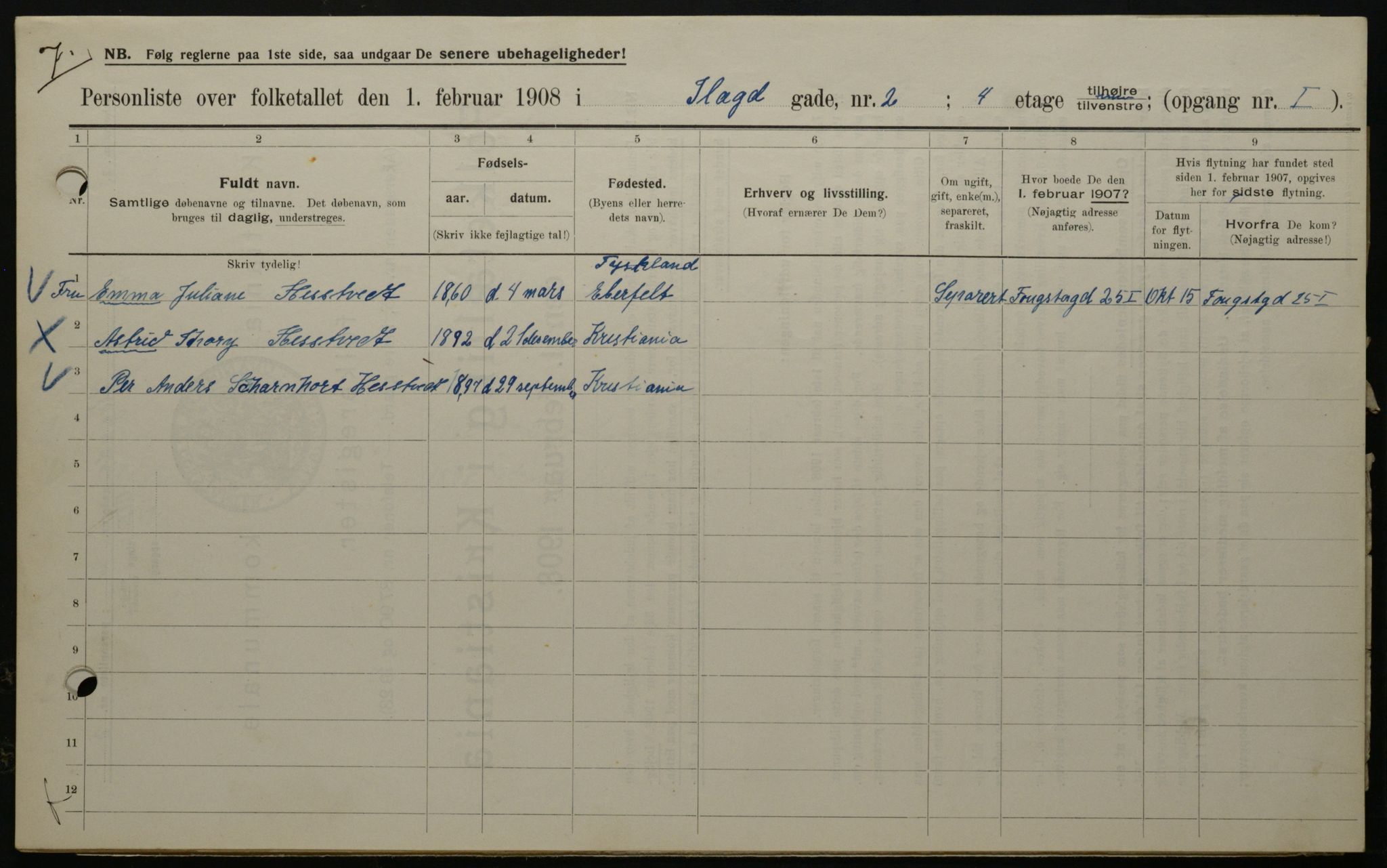 OBA, Kommunal folketelling 1.2.1908 for Kristiania kjøpstad, 1908, s. 38798